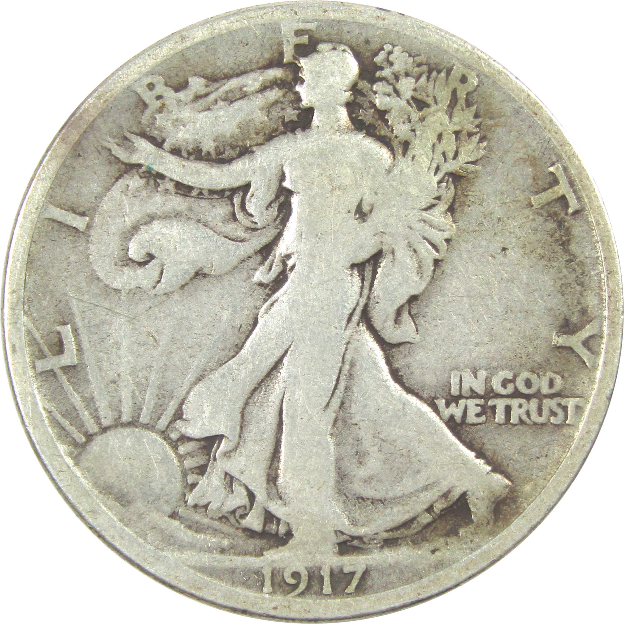 1917 S Reverse Liberty Walking Half Dollar G Good Silver SKU:I15565