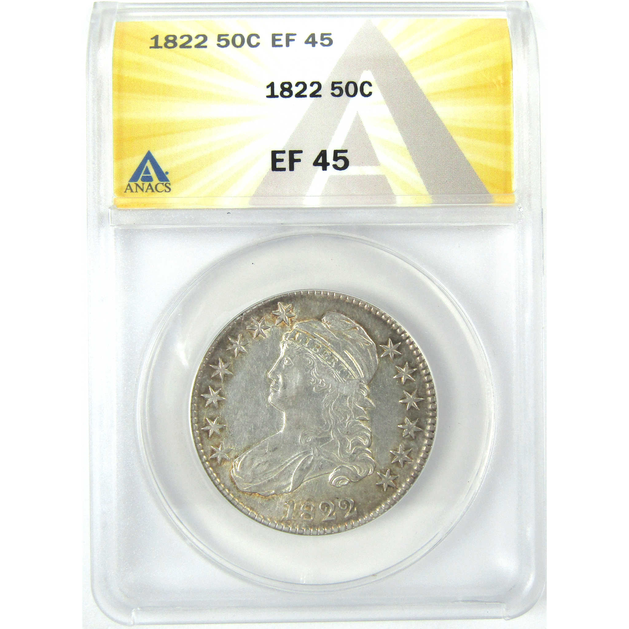 1822 Capped Bust Half Dollar EF 45 ANACS Silver 50c Coin SKU:I16337