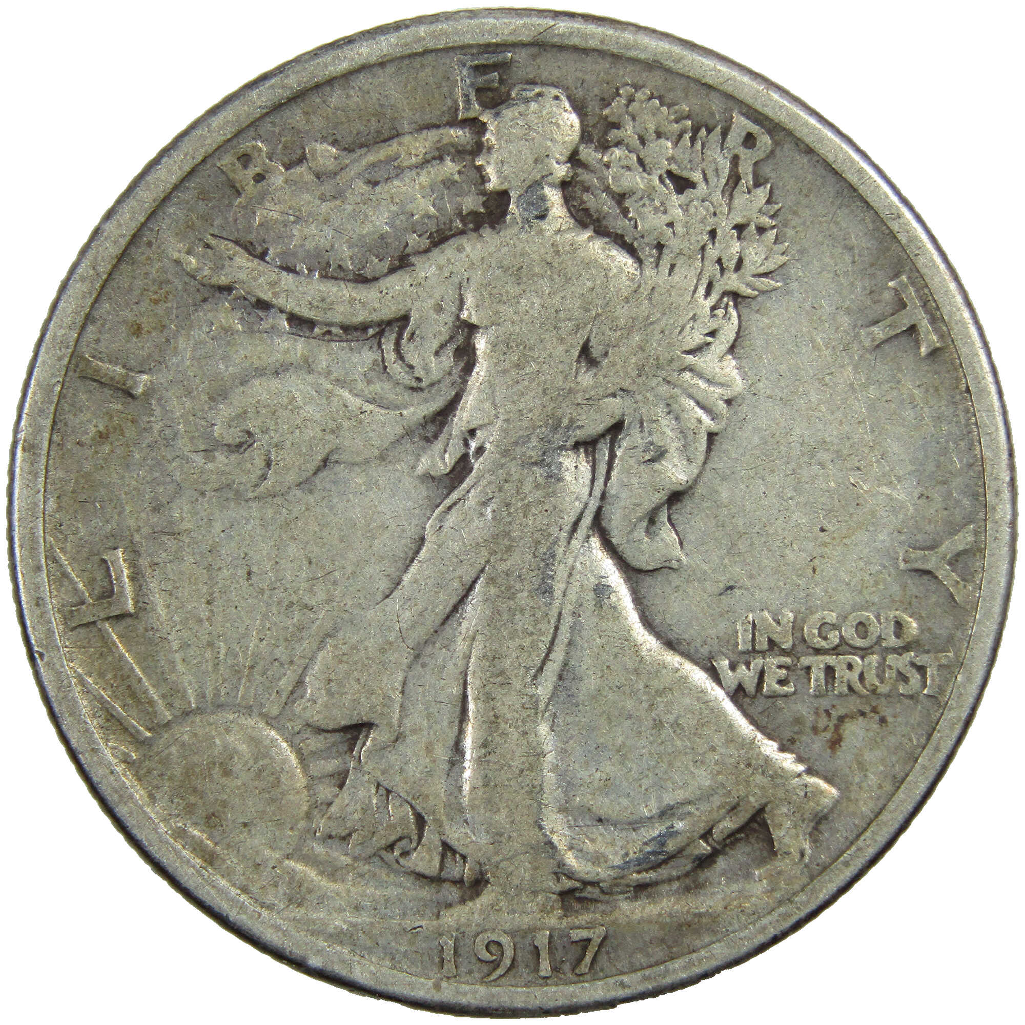1917 Liberty Walking Half Dollar VG Very Good Silver 50c SKU:I12888