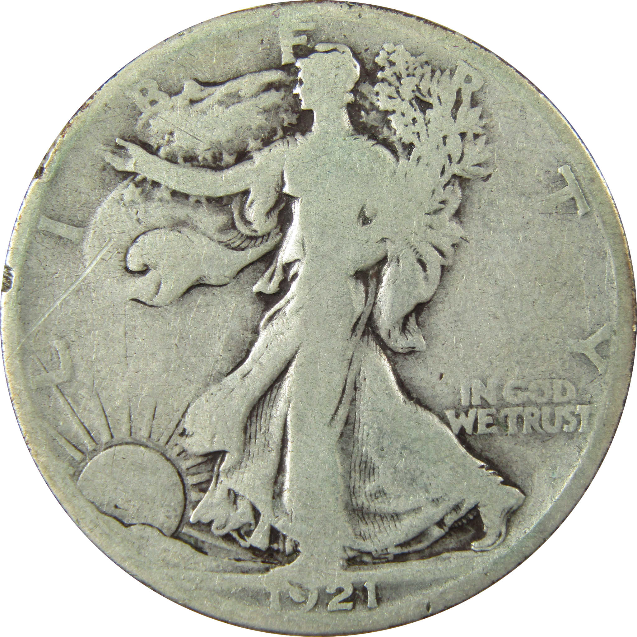1921 S Liberty Walking Silver Half Dollar G Good SKU:CP1446