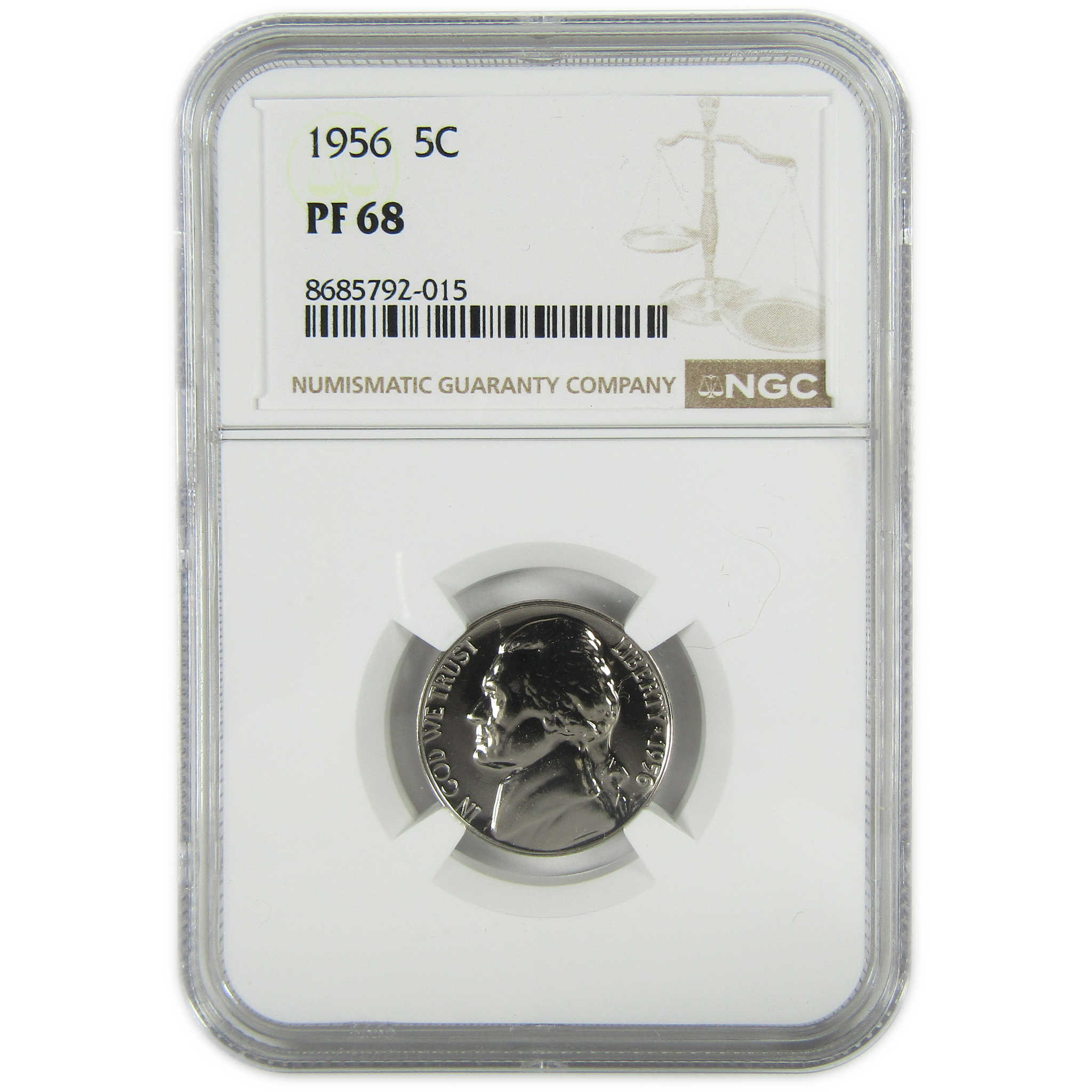 1956 Jefferson Nickel PF 68 NGC Proof 5c Coin Collectible SKU:I27378