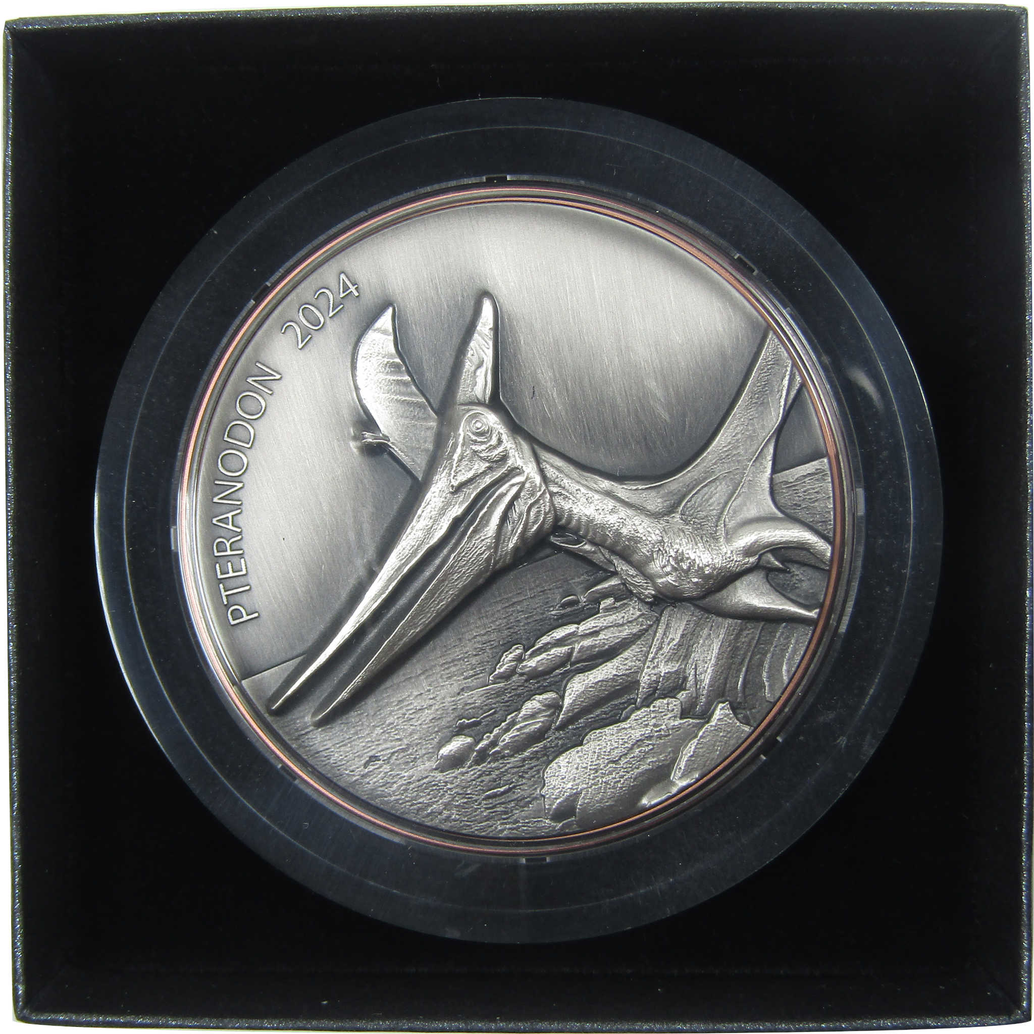 2024 Double Silver Giant Pteranodon 10 Vatu Bi-Metal High Relief Coin