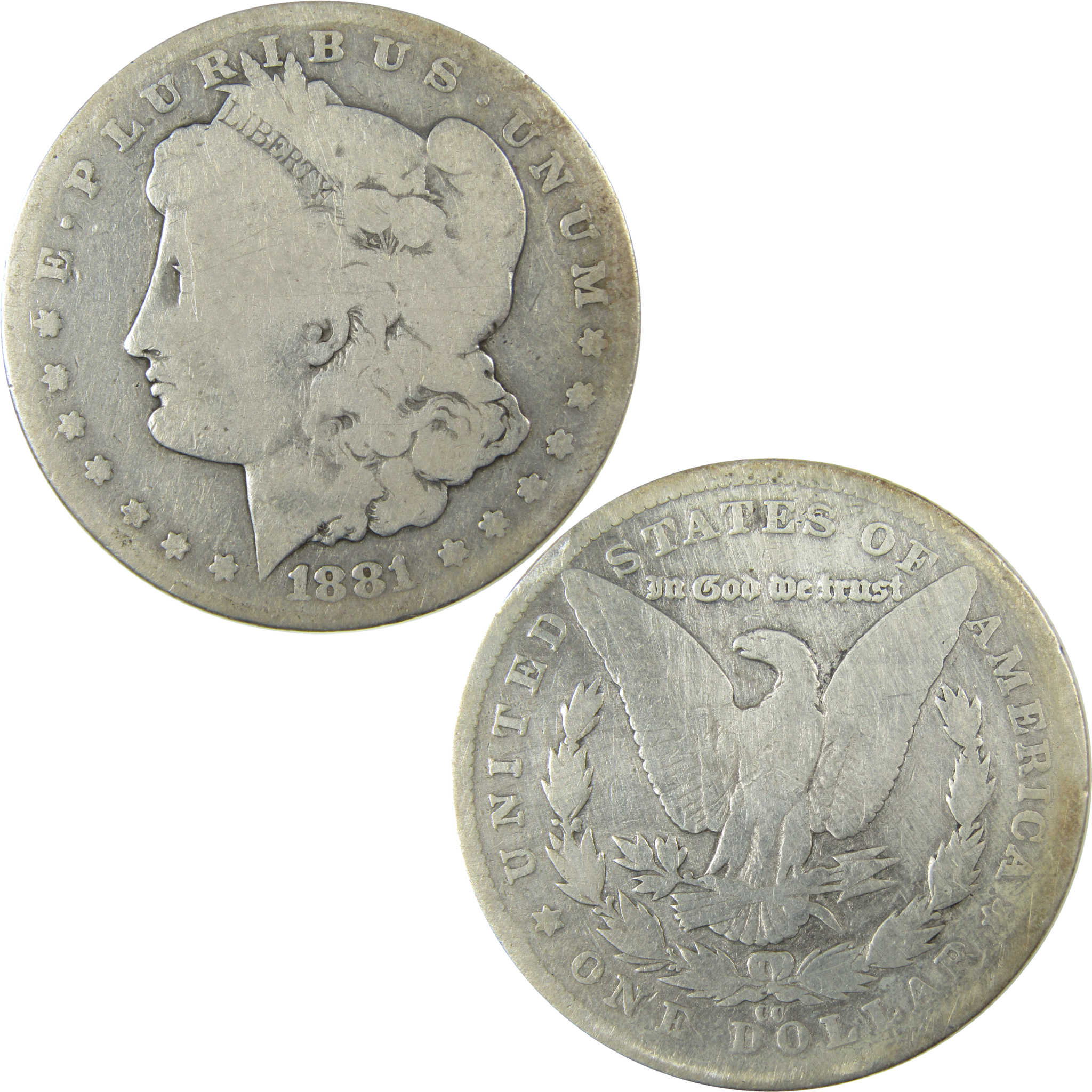 1881 CC Morgan Silver Dollar VG Very Good Details $1 Coin SKU:CP1589