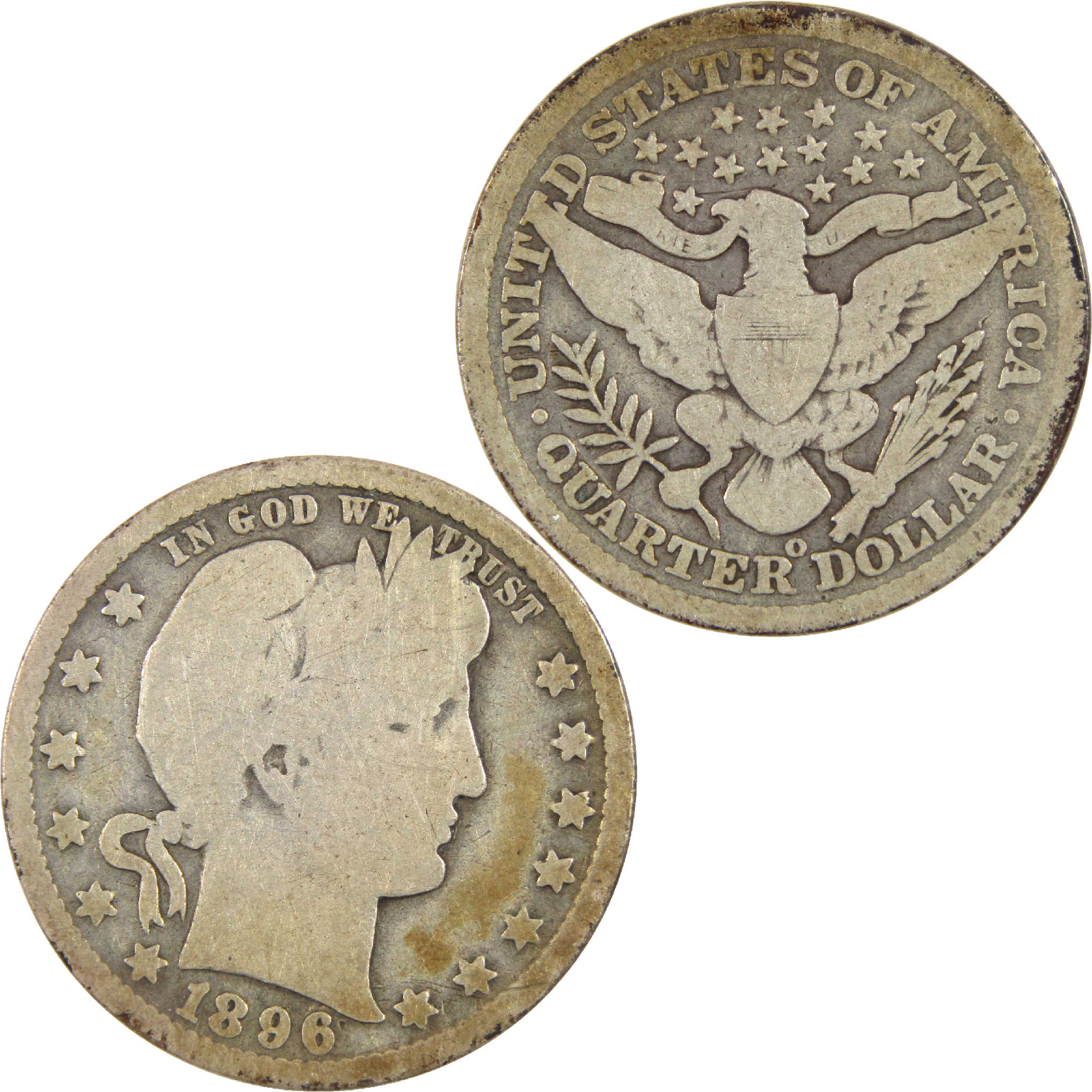 1896 O Barber Quarter G Good Silver 25c Coin SKU:I11438