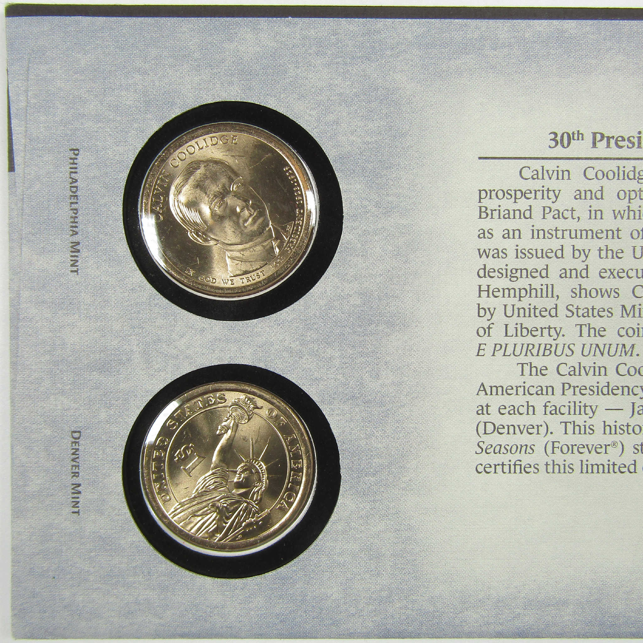 2014 Calvin Coolidge American Presidency $1 Coin Cover SKU:CPC9871