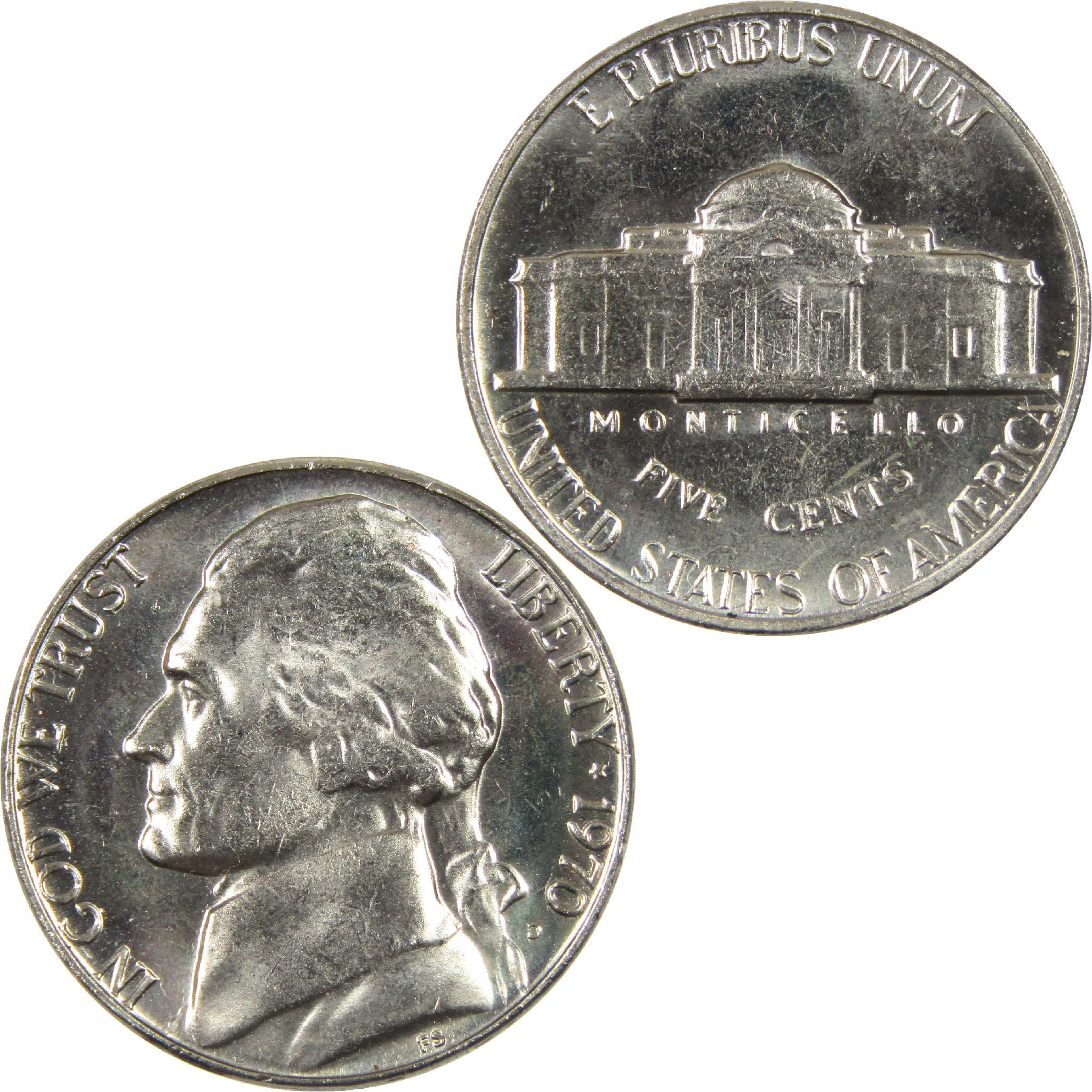 1970 D Jefferson Nickel BU Uncirculated 5c Coin