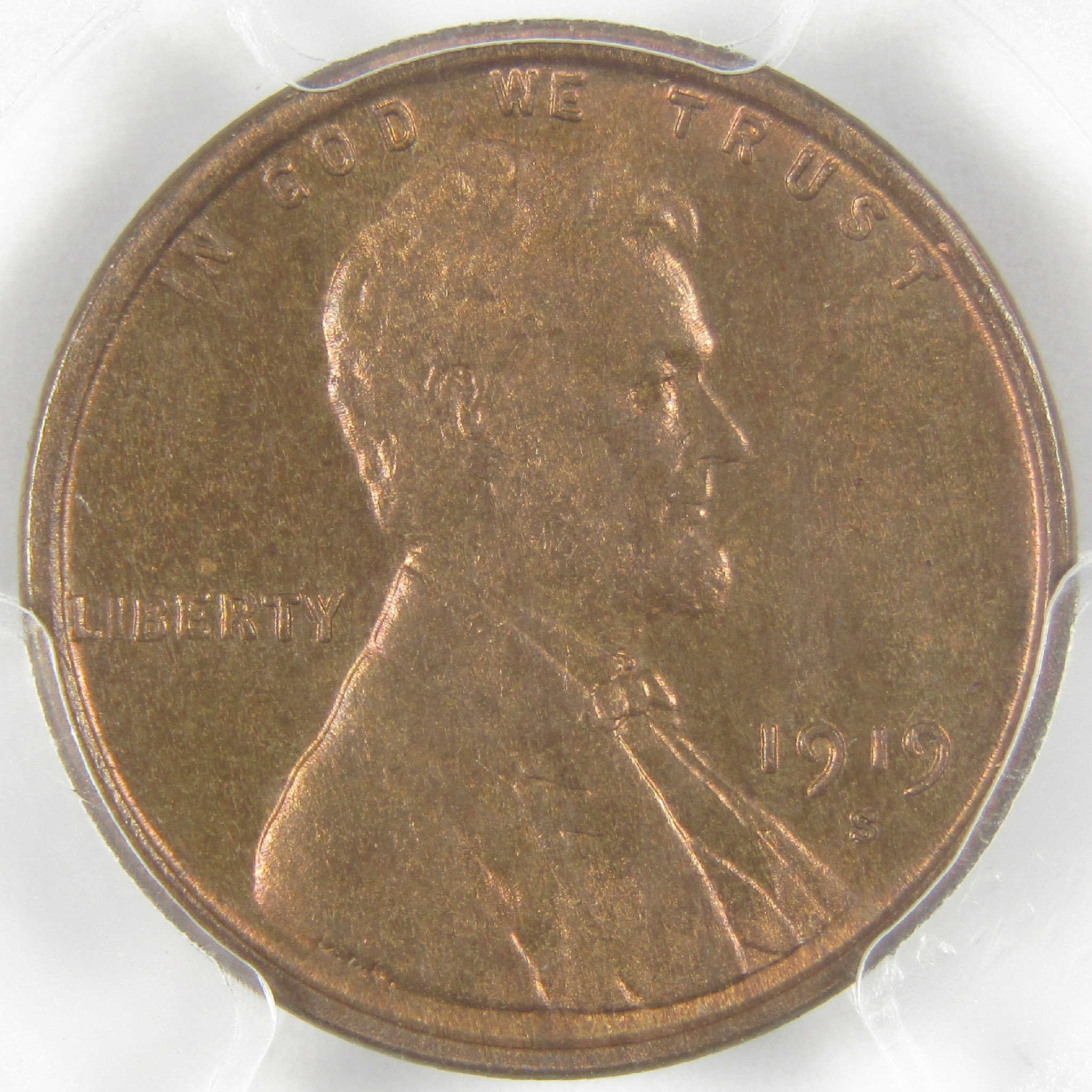 1919 S Lincoln Wheat Cent MS 64 RB PCGS Penny Uncirculated 1c Coin