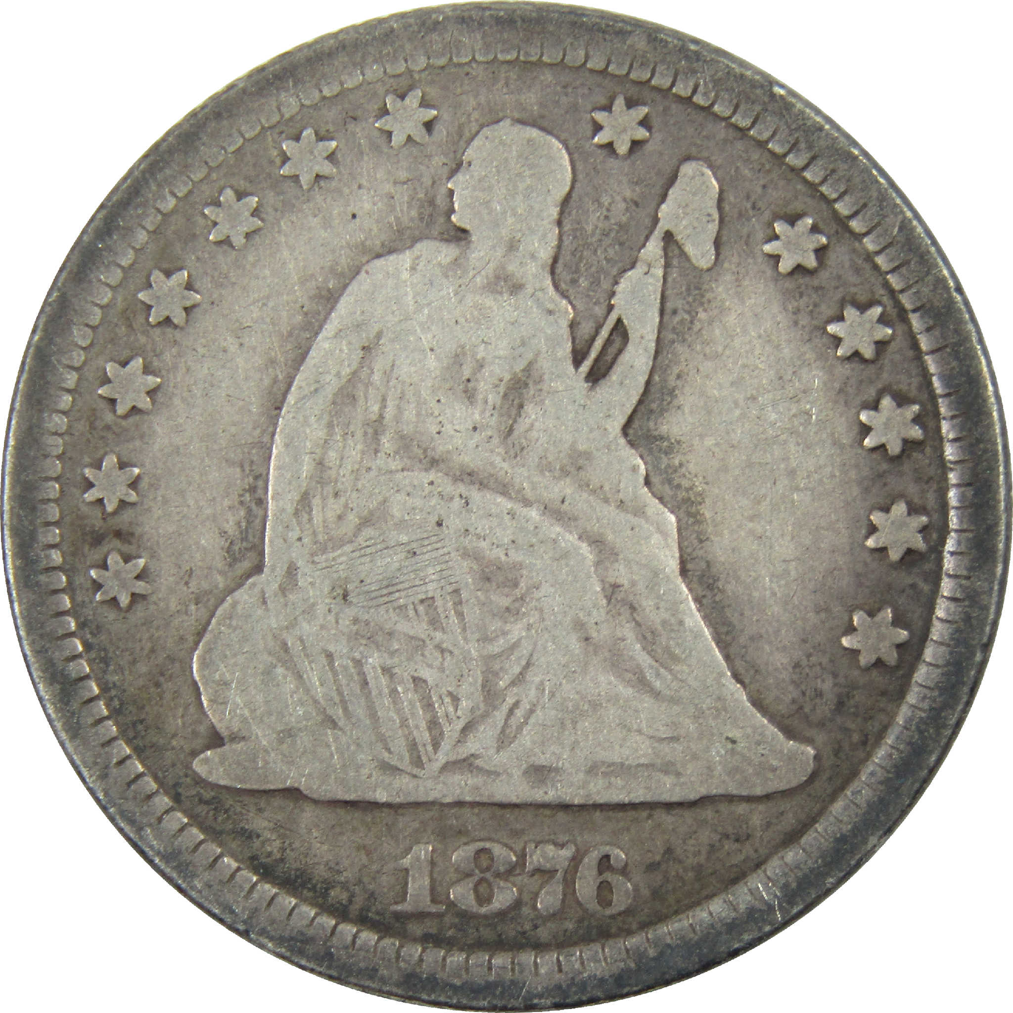 1876 Seated Liberty Quarter VG Very Good Silver 25c Coin SKU:I12362