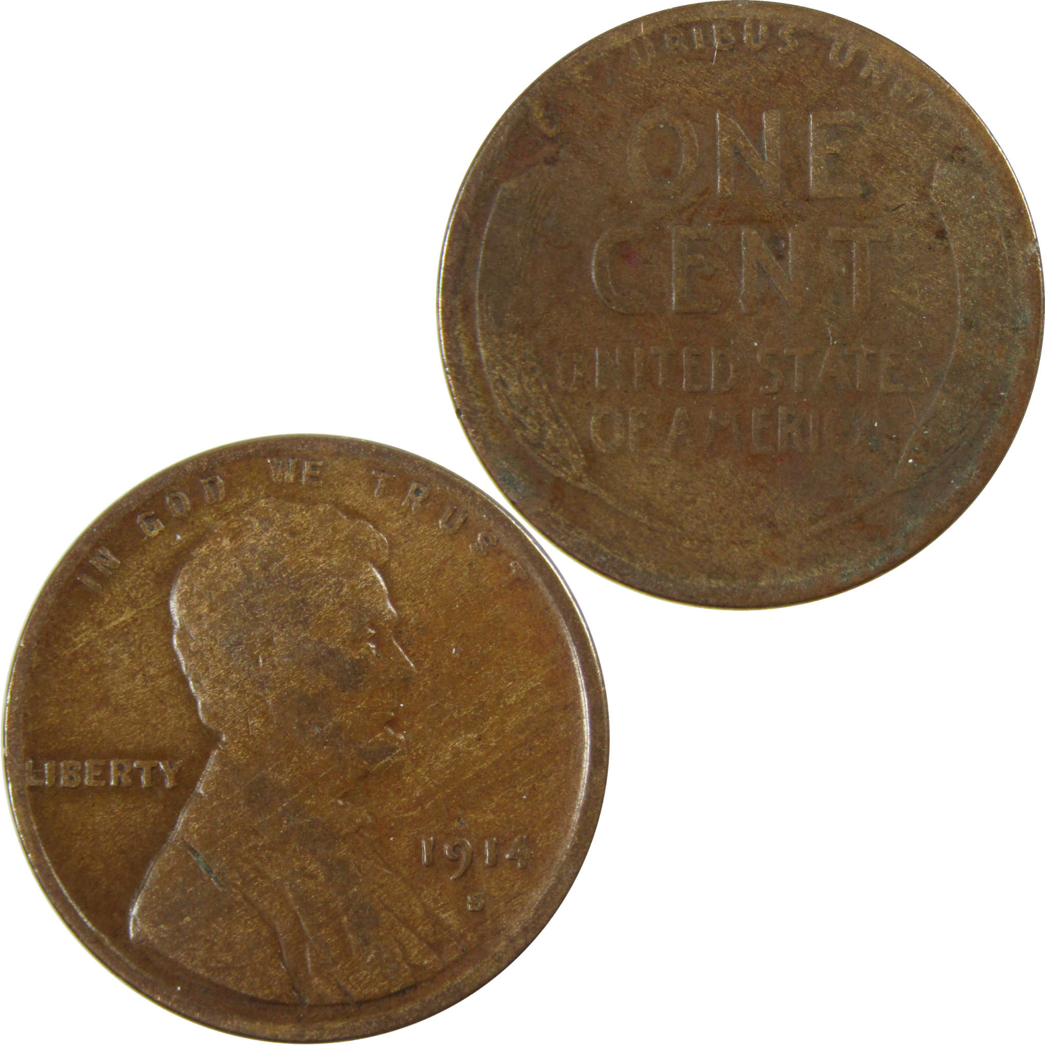 1914 S Lincoln Wheat Cent VG Very Good Penny 1c Coin SKU:I28231