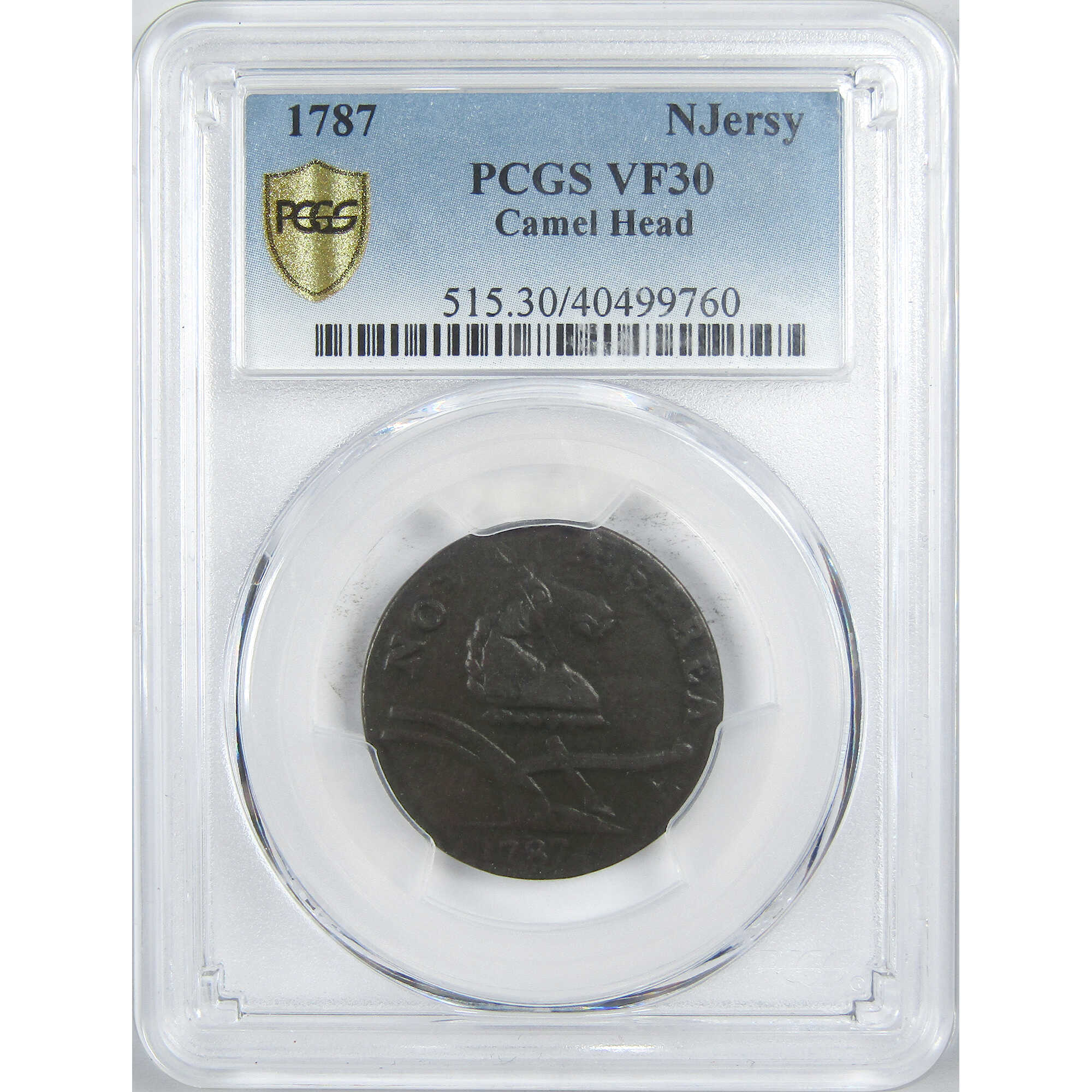 1787 New Jersey Camel Head Copper Coin VF 30 PCGS SKU:I12908