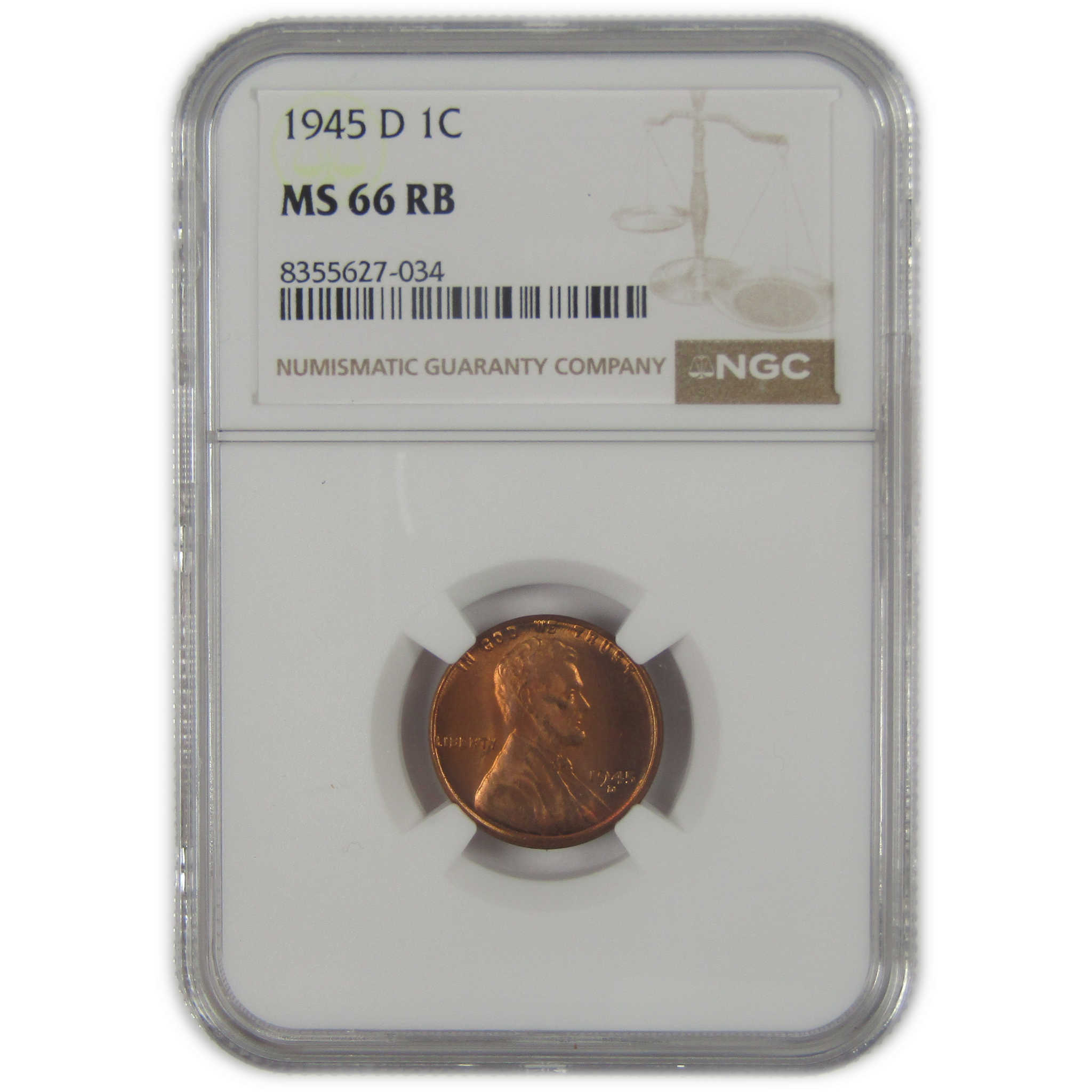 1945 D Lincoln Wheat Cent MS 66 RB NGC Penny Uncirculated SKU:I22635