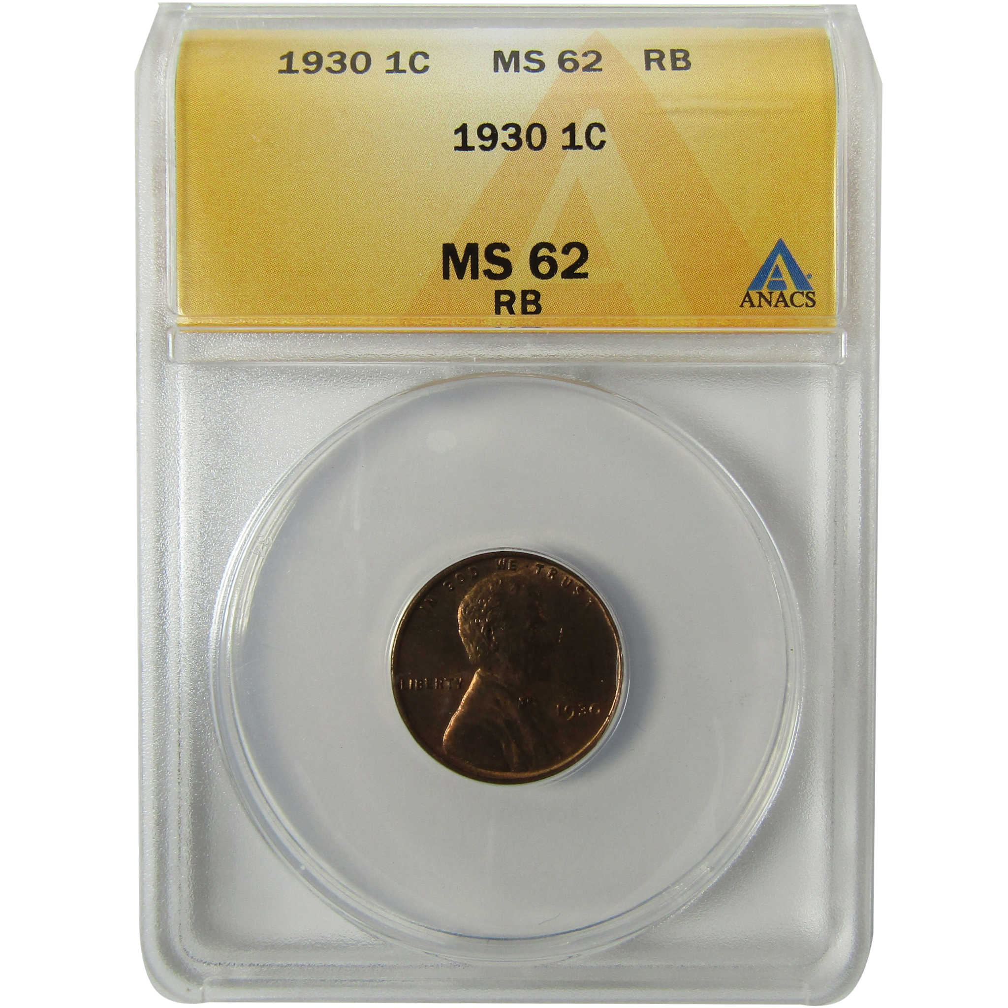 1930 Lincoln Wheat Cent MS 62 RB ANACS Uncirculated Penny SKU:I28445