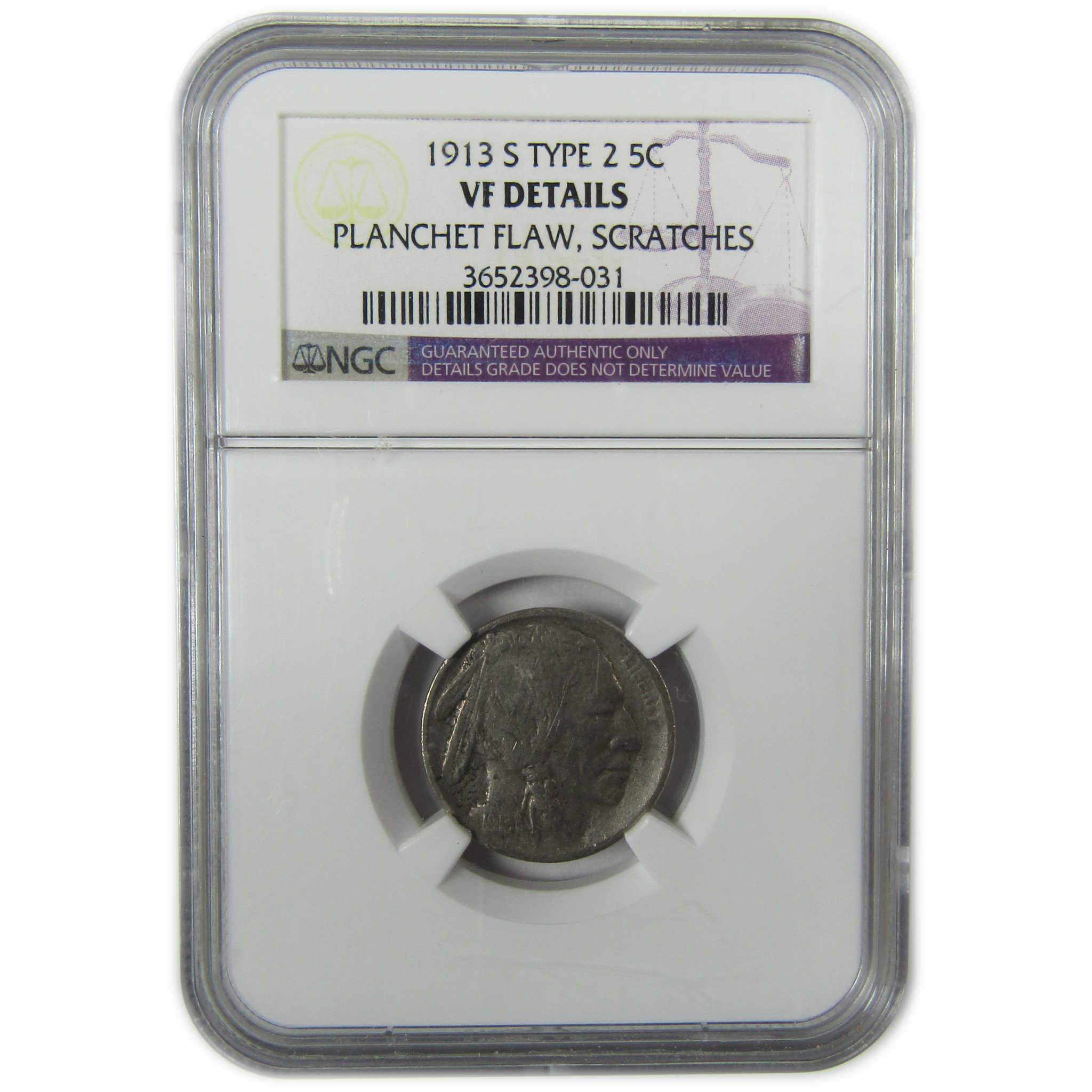 1913 S Type 2 Buffalo 5c VF Very Fine Details NGC SKU:CP1569