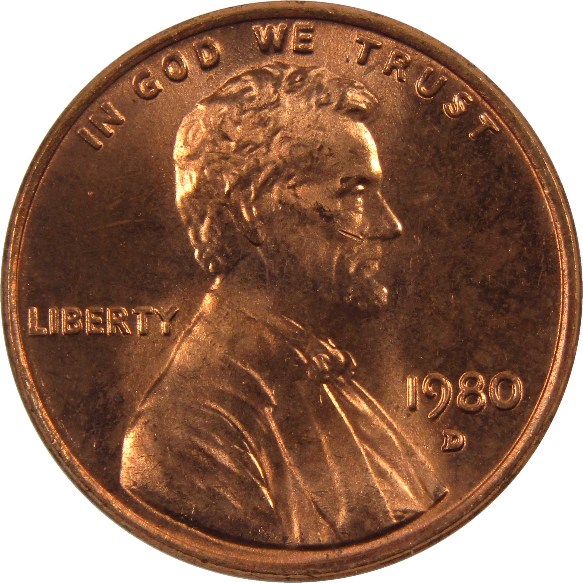 1980 D Lincoln Memorial Cent BU Uncirculated Penny 1c Coin