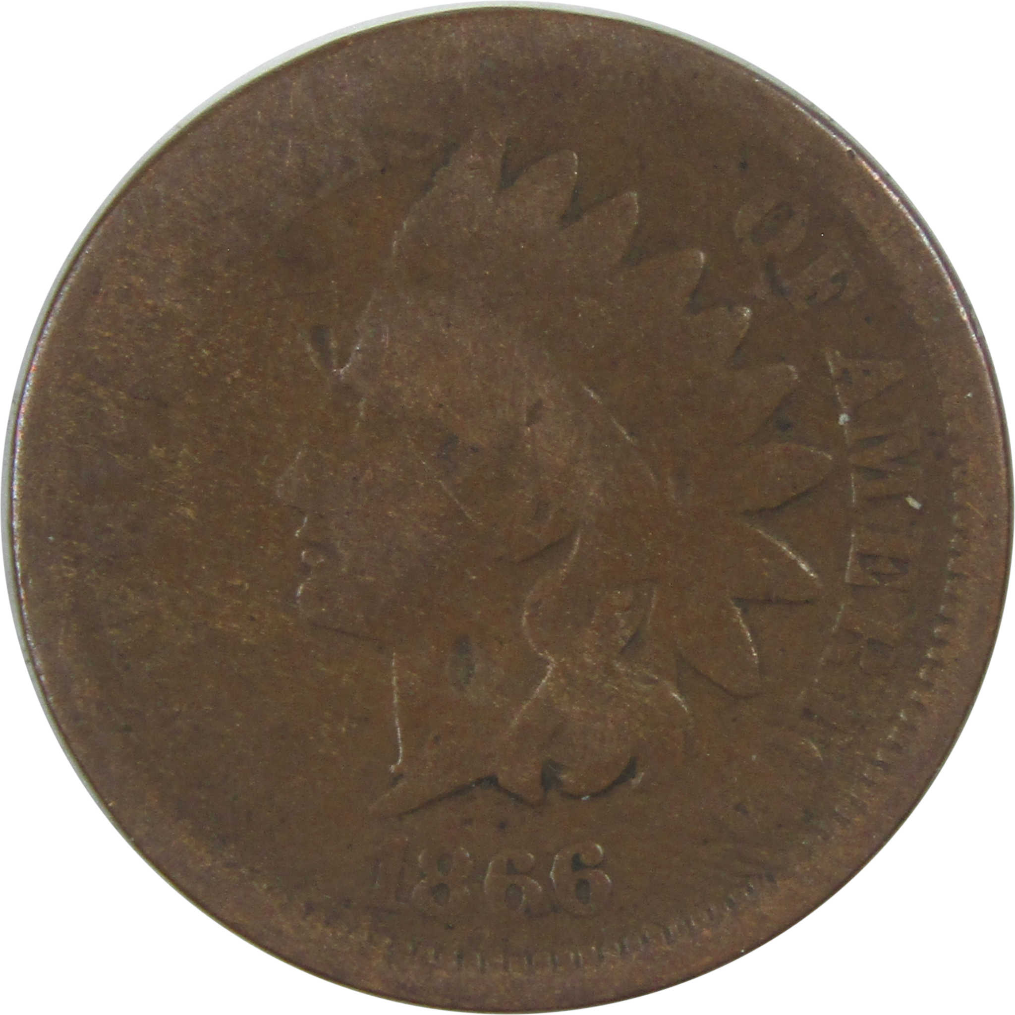 1866 Indian Head Cent AG About Good Penny 1c Coin SKU:I15556