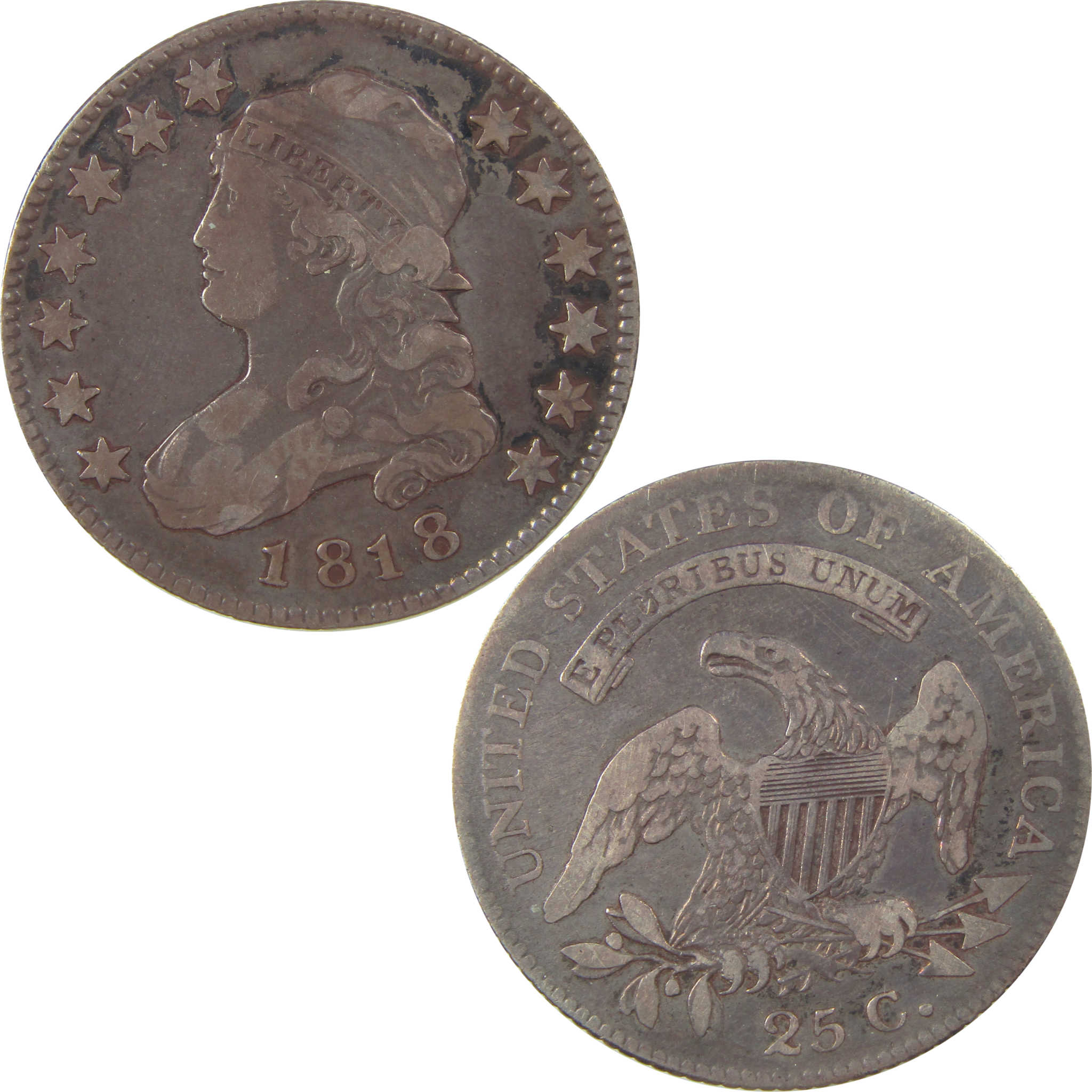 1818 Capped Bust Quarter VF Very Fine Silver 25c Coin SKU:I21650