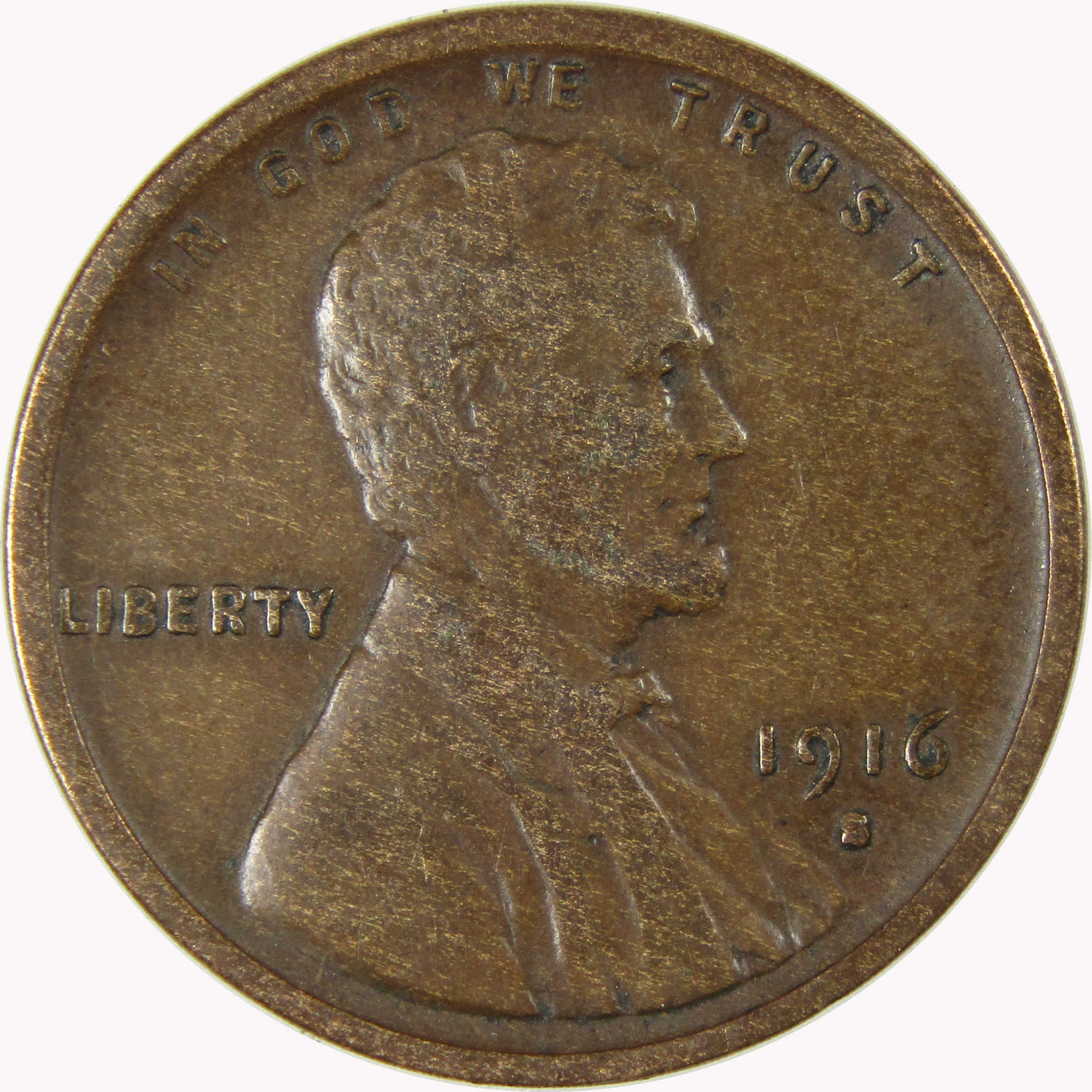 1916 S Lincoln Wheat Cent VF Very Fine Penny 1c Coin SKU:I26312