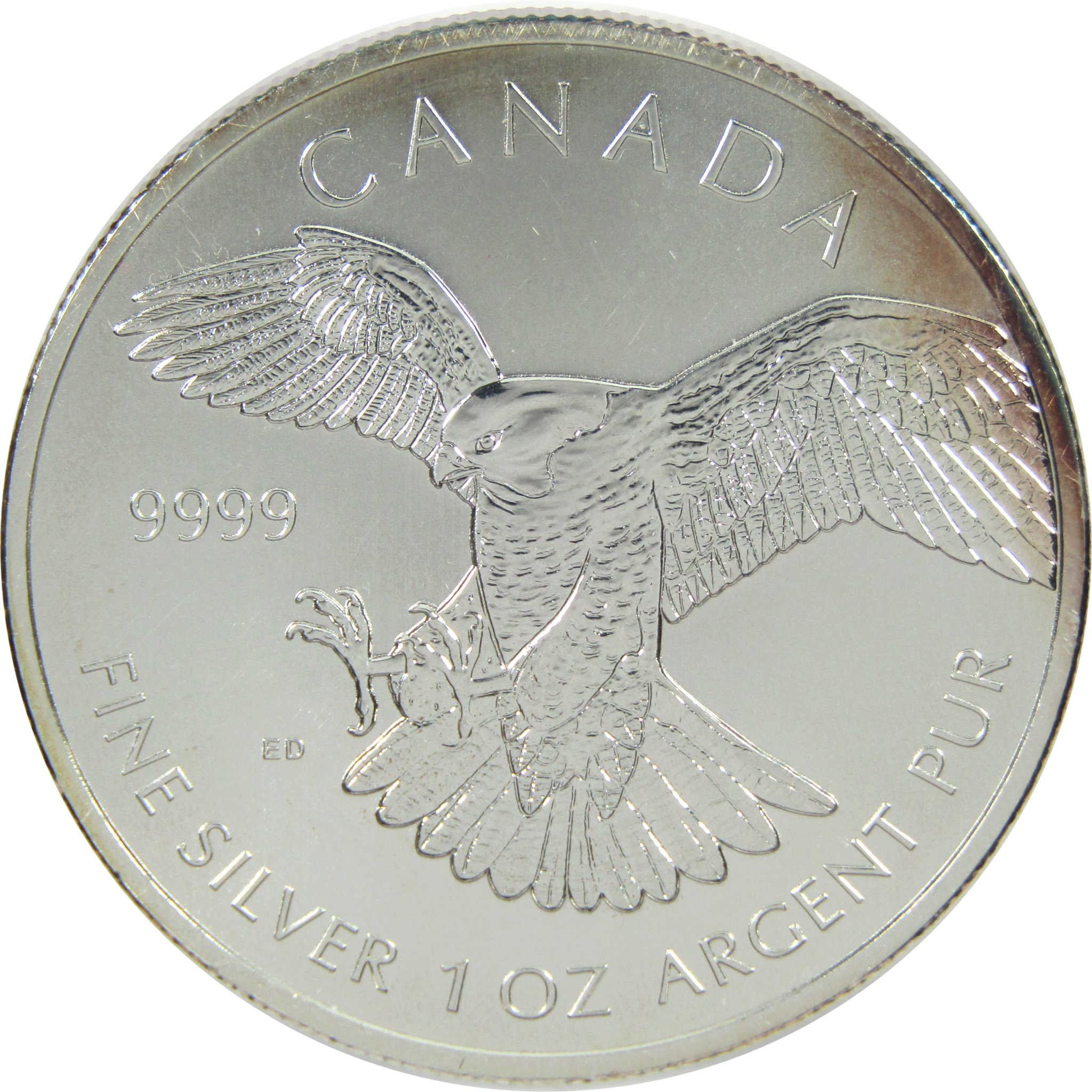 2014 Canadian Peregrine Falcon Unc 1 oz .999 Silver SKU:CPC7525