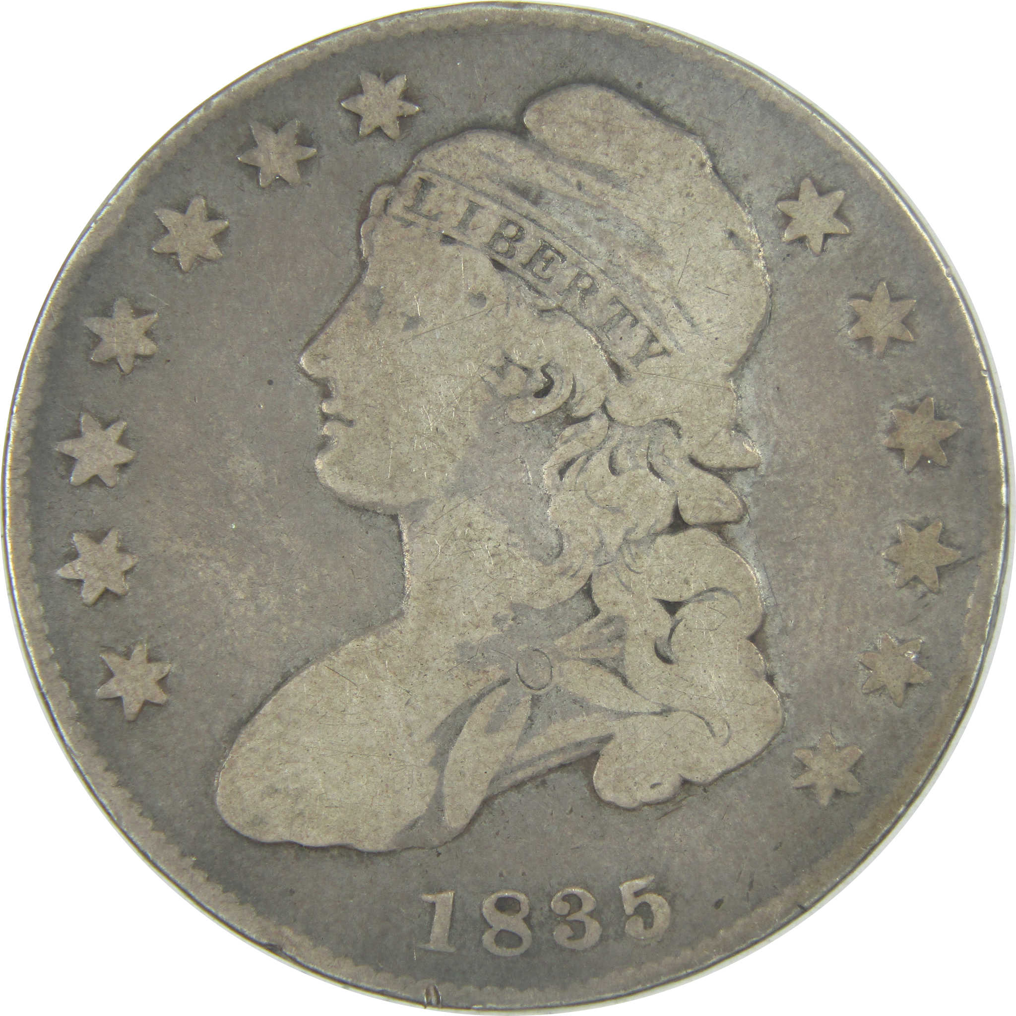 1835 Capped Bust Half Dollar VG Very Good Silver 50c Coin SKU:I16548