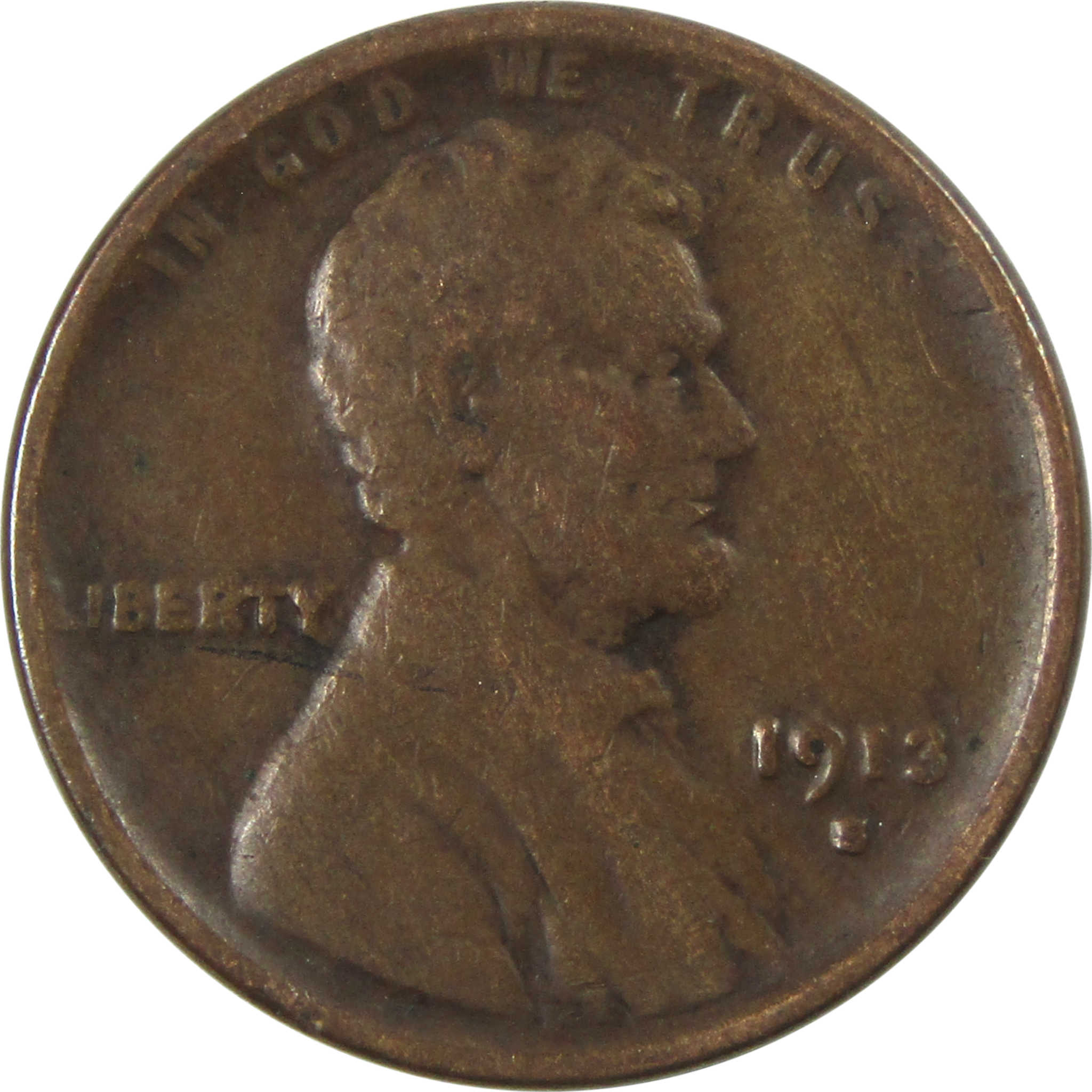 1913 S Lincoln Wheat Cent F Fine Penny 1c Coin SKU:I14012