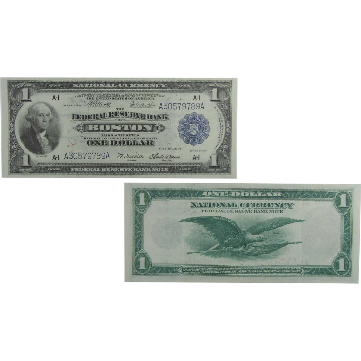 1918 $1 Federal Reserve Bank Note Fr 710 Boston MA XF Extremely Fine
