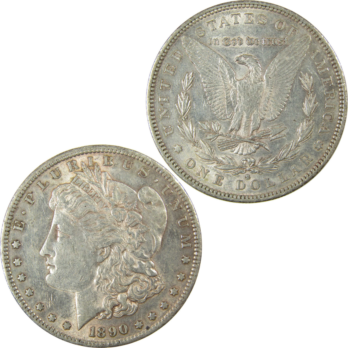 1890 S Morgan Silver Dollar AU About Uncirculated $1 Coin SKU:CP1585 - Morgan coin - Morgan silver dollar - Morgan silver dollar for sale - Profile Coins &amp; Collectibles