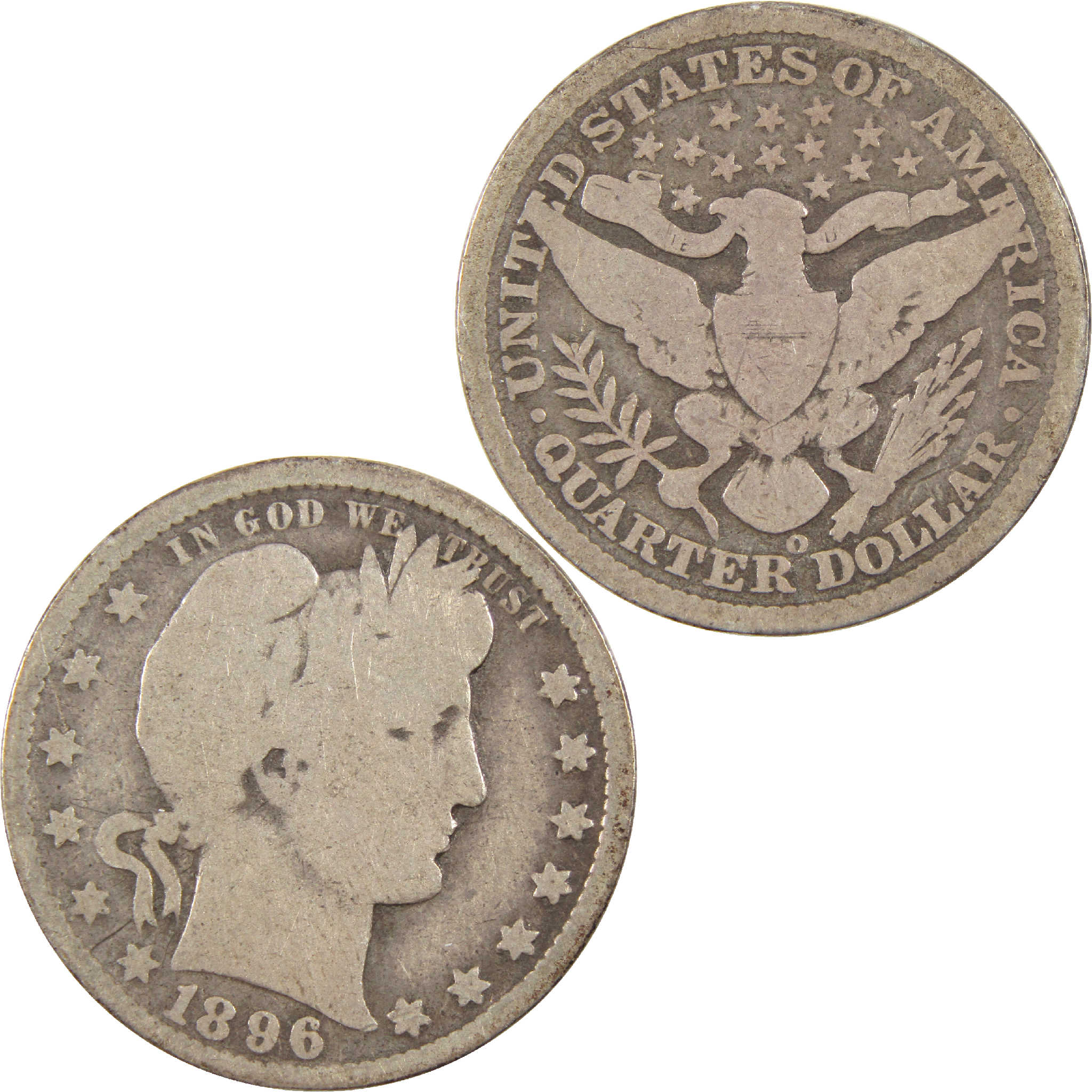 1896 O Barber Quarter G Good Silver 25c Coin SKU:I11416