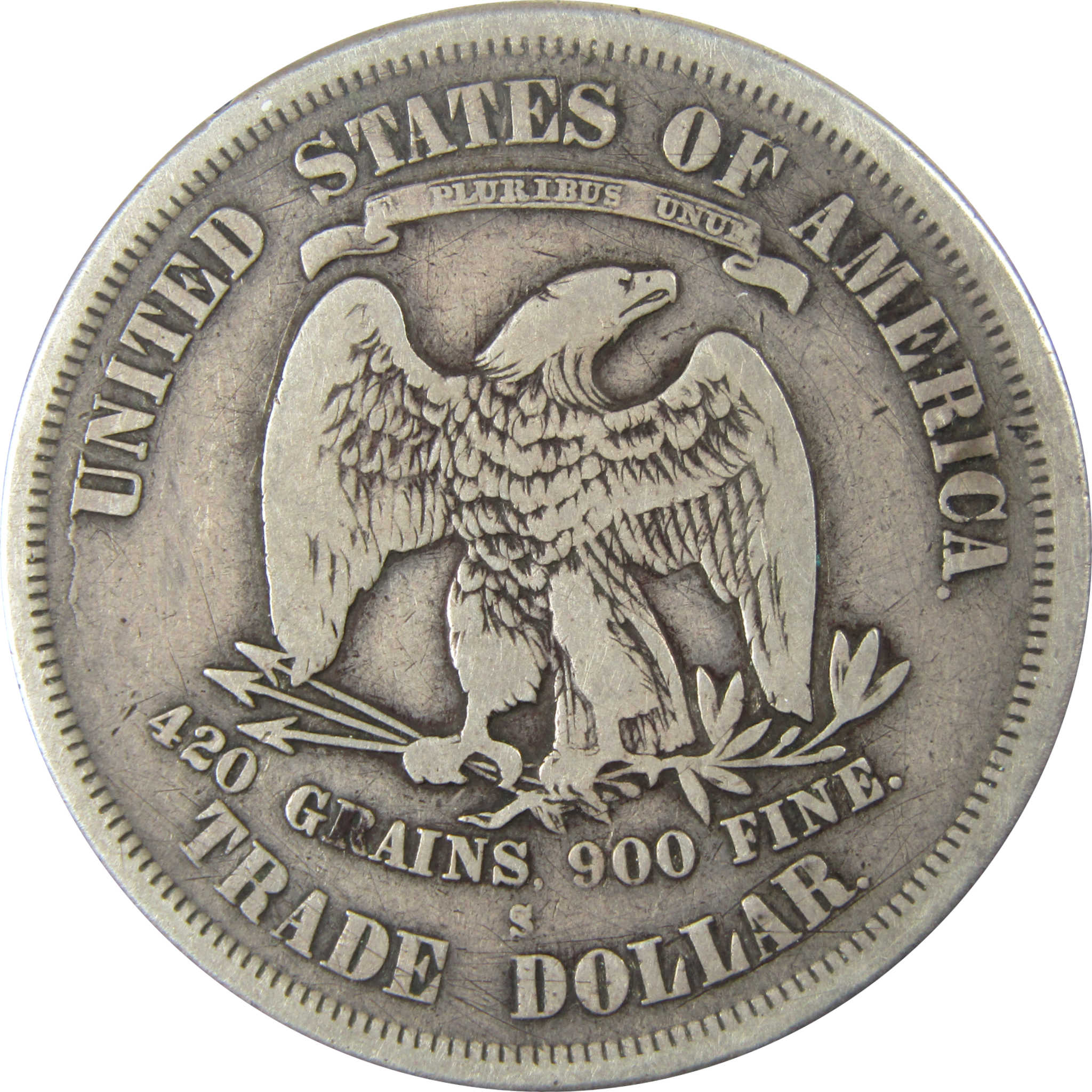 1875 S Trade Silver Dollar F Fine $1 Coin Collectible SKU:I25907