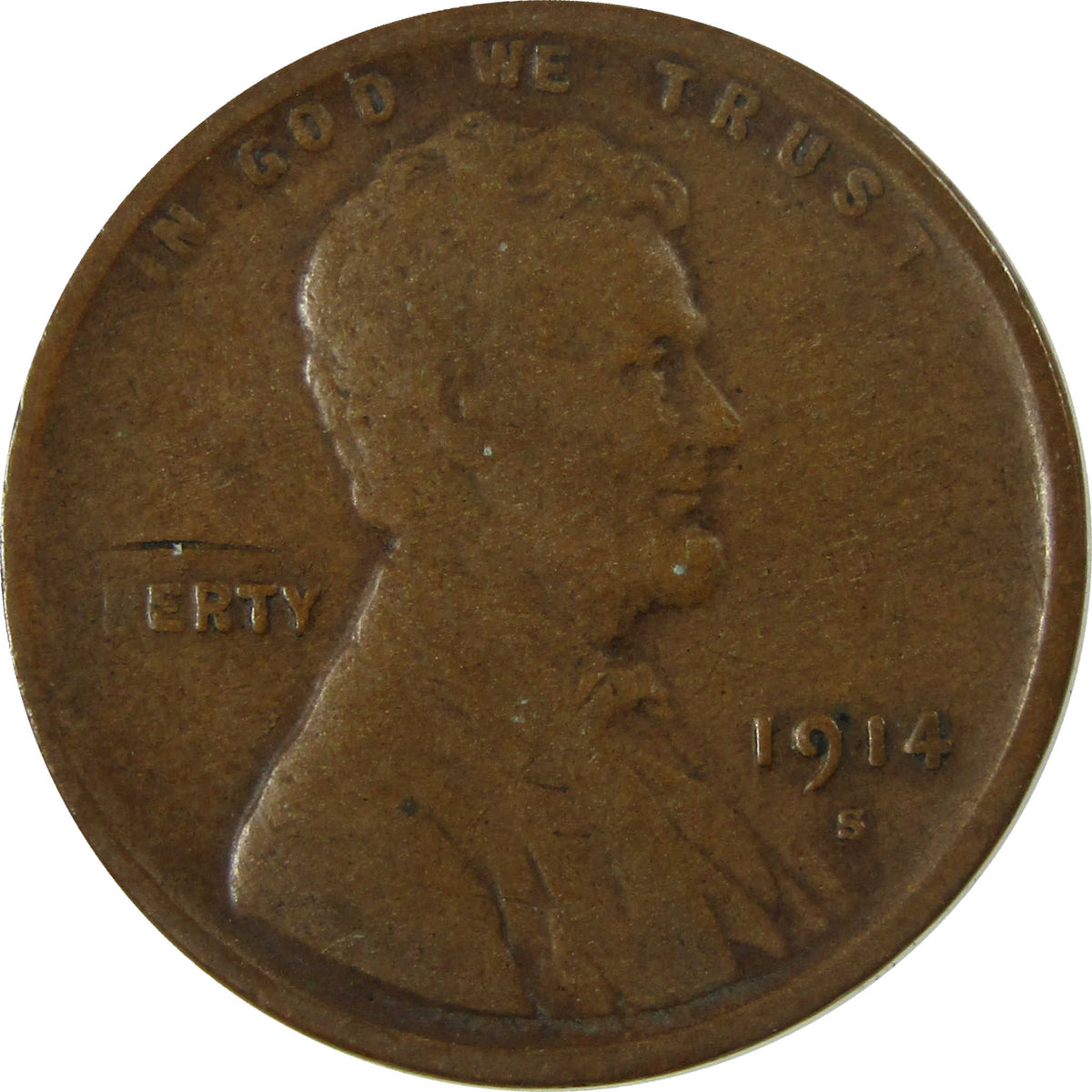 1914 S Lincoln Wheat Cent VG Very Good Penny 1c Coin SKU:CP1586