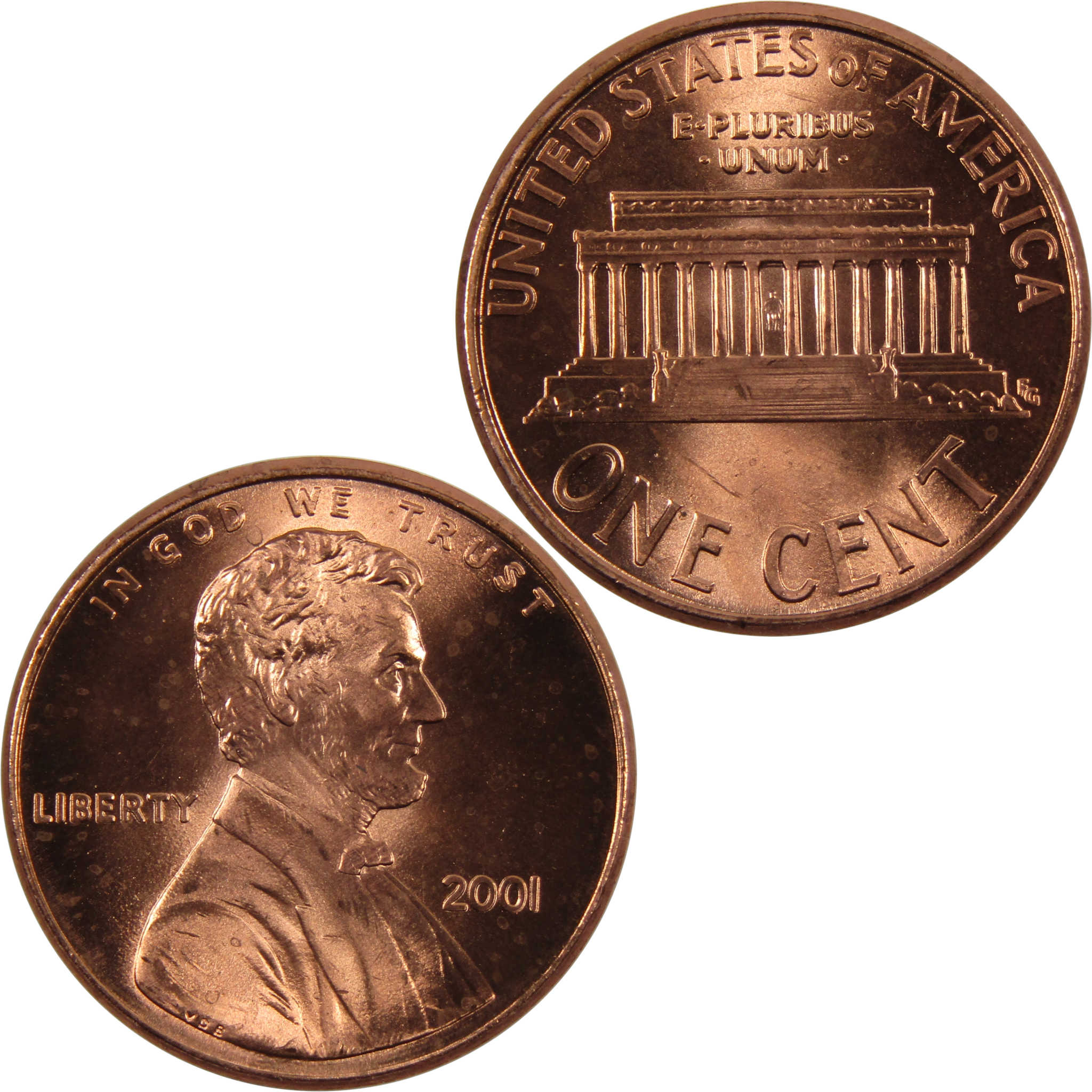 2001 Lincoln Memorial Cent BU Uncirculated Penny 1c Coin