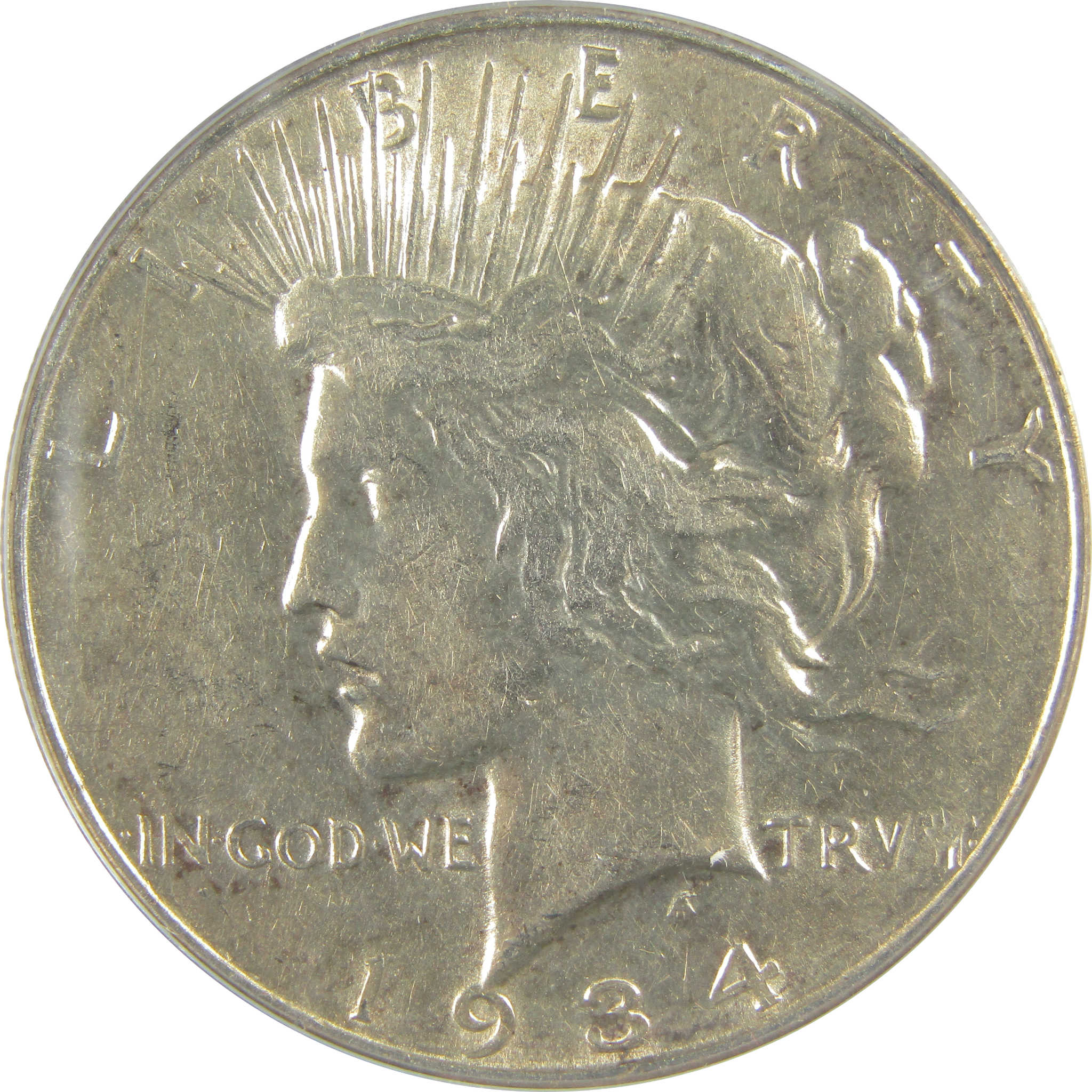1934 D Peace Dollar AU 50 Details ANACS Silver $1 Coin SKU:I21583