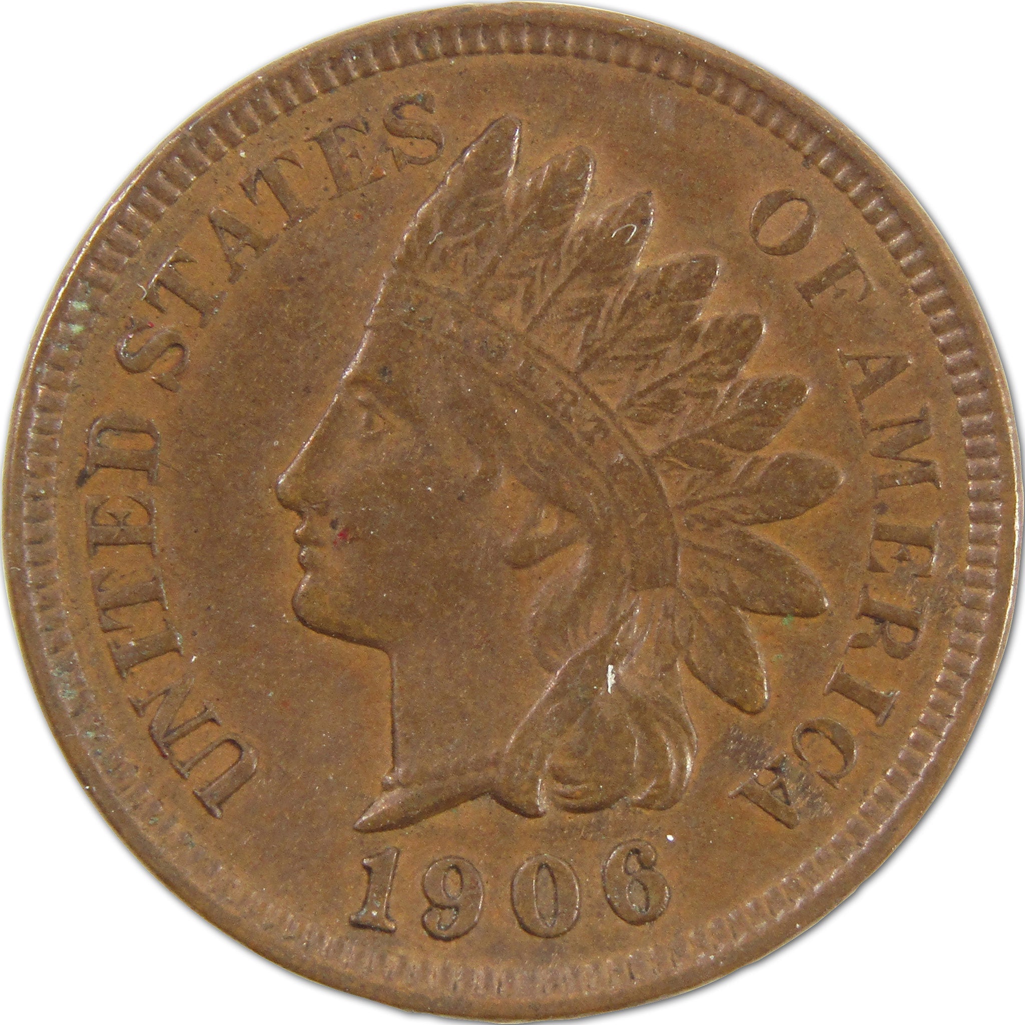 1906 Indian Head Cent AU About Uncirculated Penny 1c Coin SKU:I10371