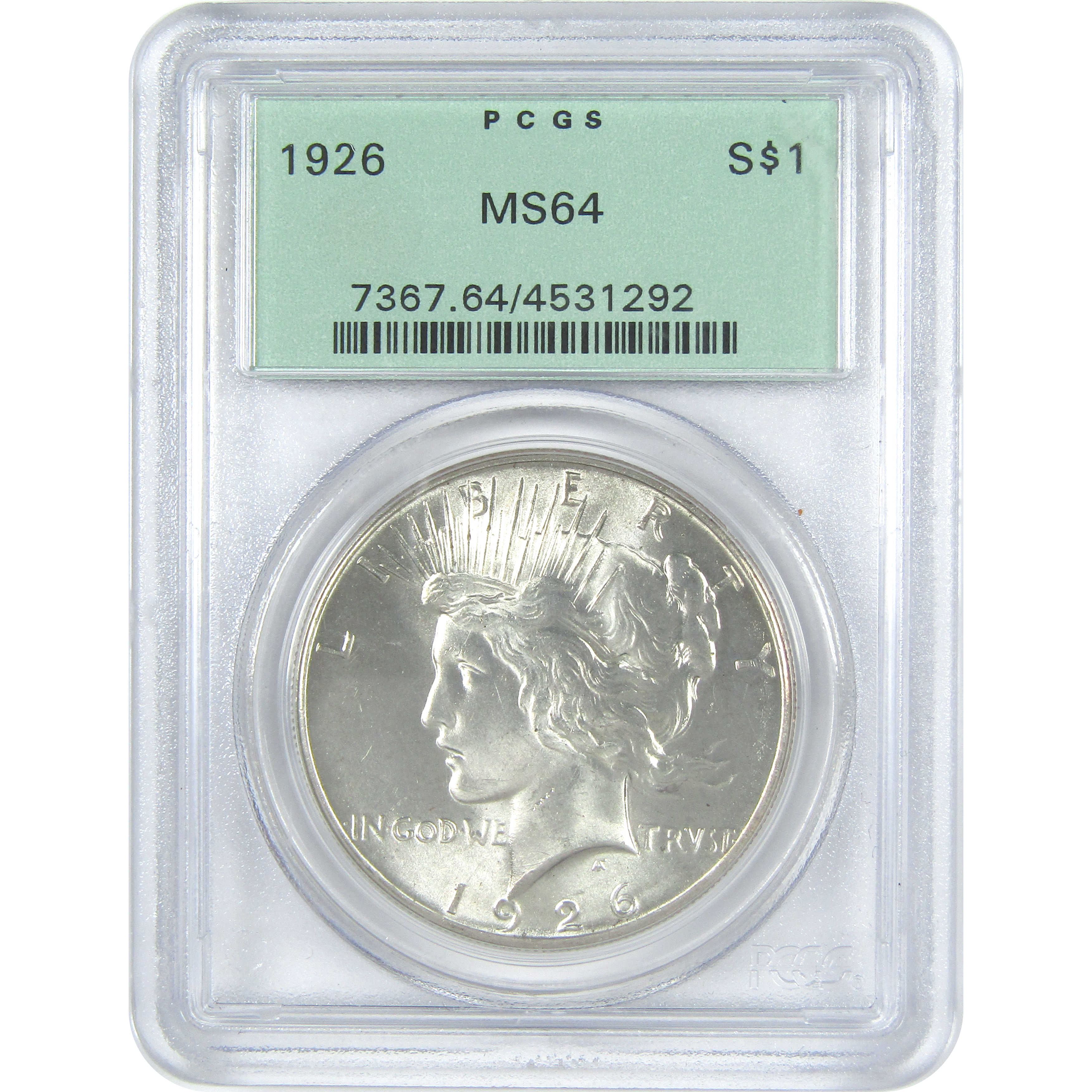 1926 Peace Dollar MS 64 PCGS Silver $1 Uncirculated Coin SKU:I15390