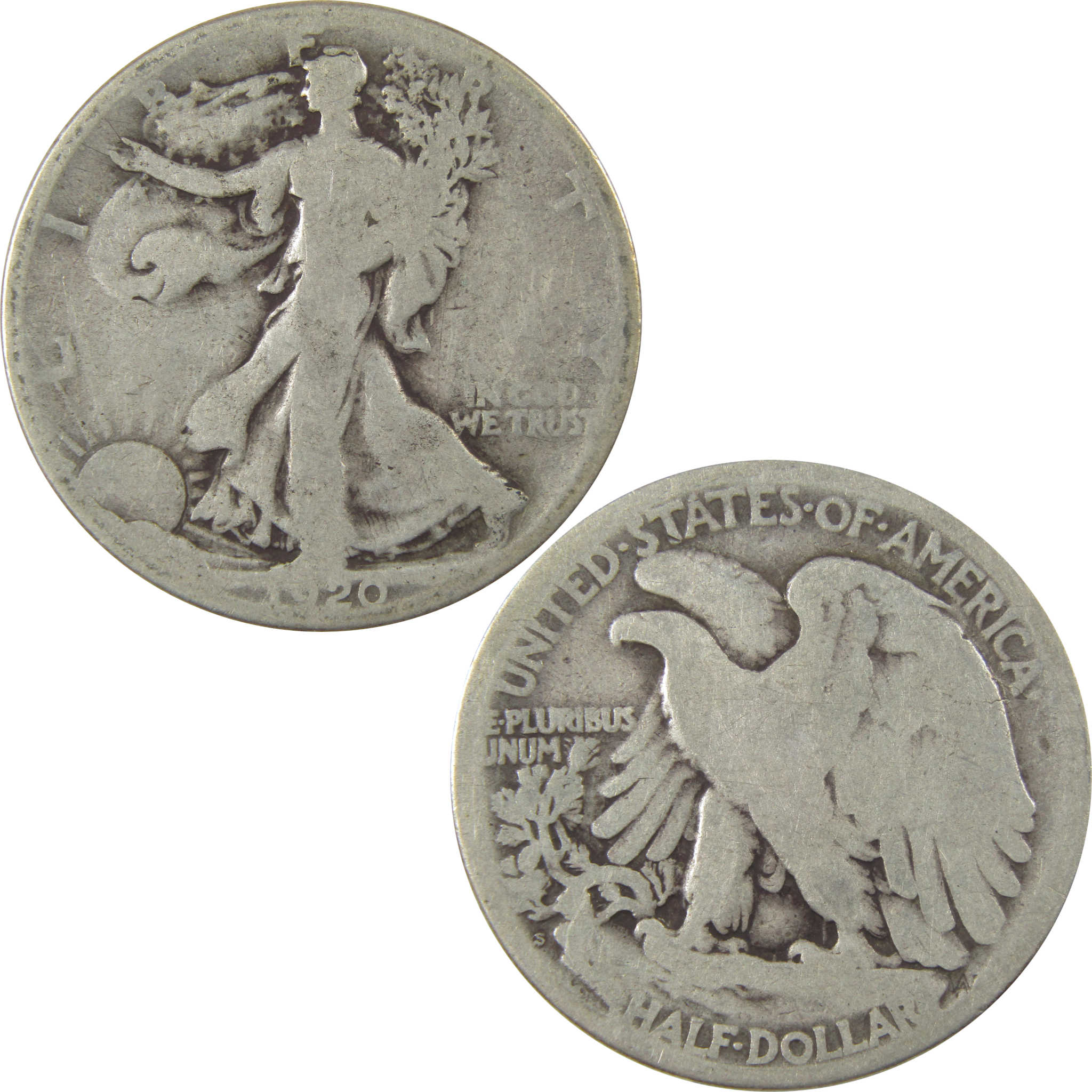 1920 S Liberty Walking Silver Half Dollar AG About Good SKU:I24149