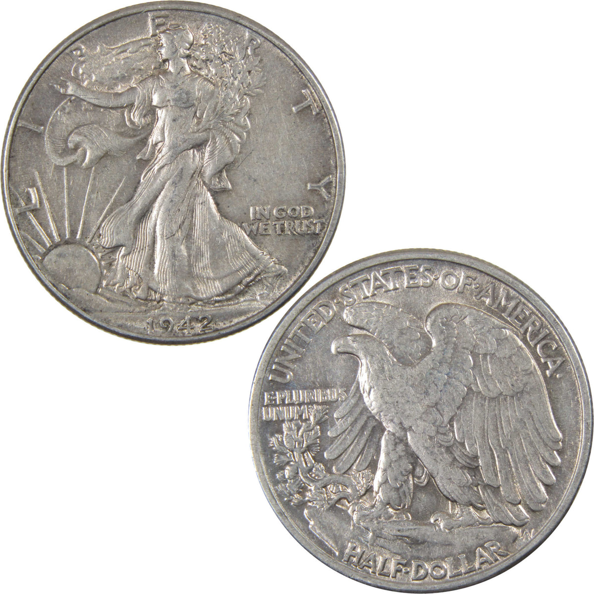 1942 Liberty Walking Silver 50c AU About Uncirculated SKU:I28686