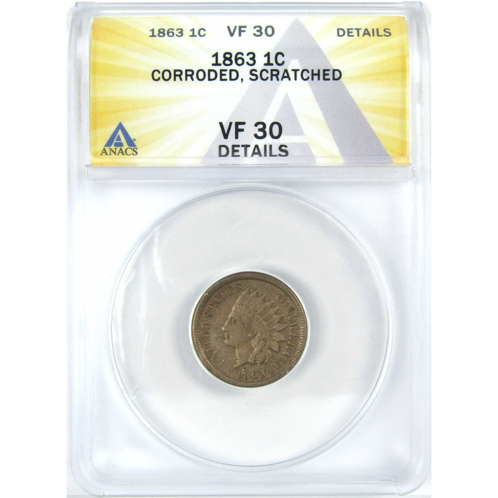 1863 Indian Head Cent VF 30 Details ANACS Copper-Nickel SKU:I16064