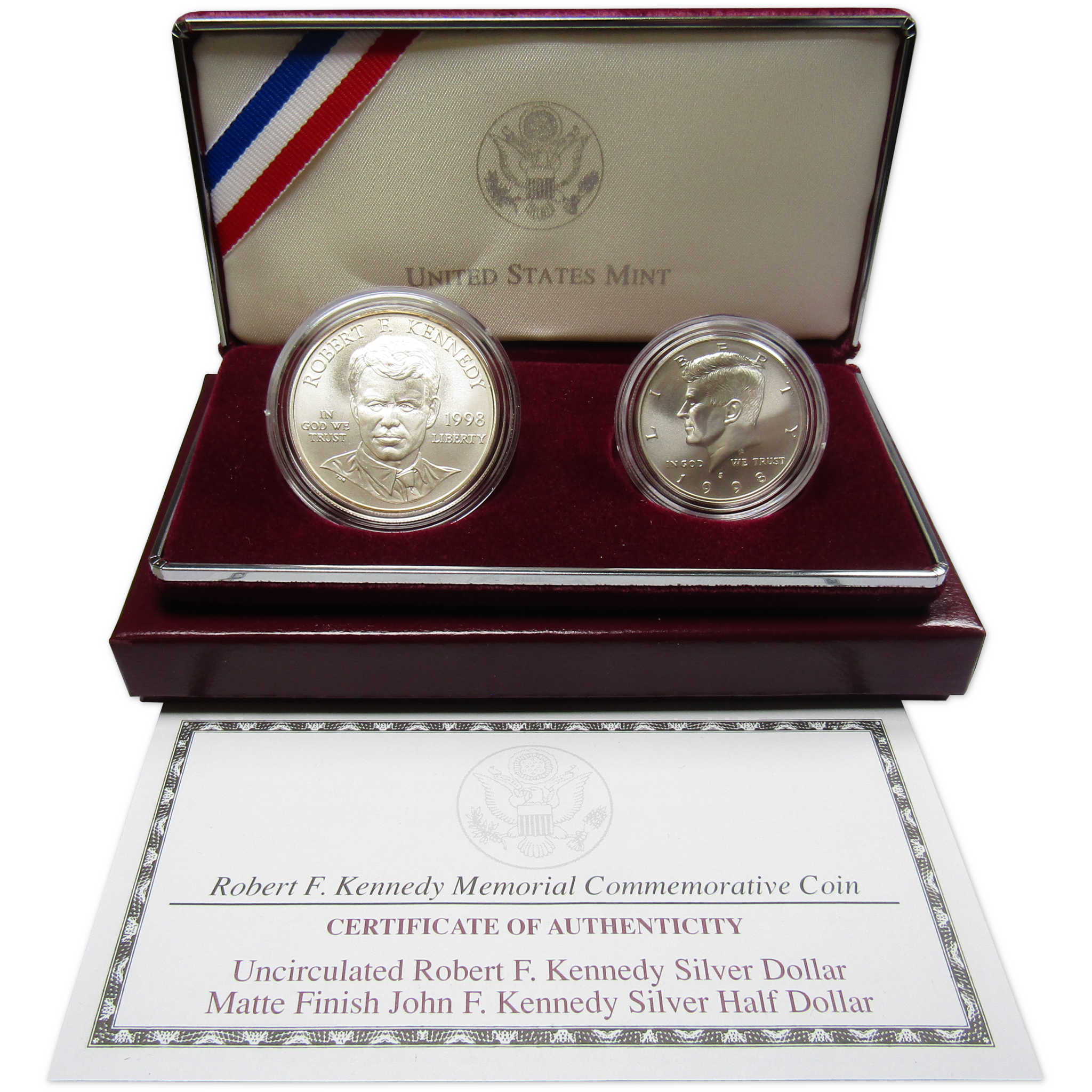 Kennedy Commemorative Collector's Set 1998 S BU Silver Matte OGP COA