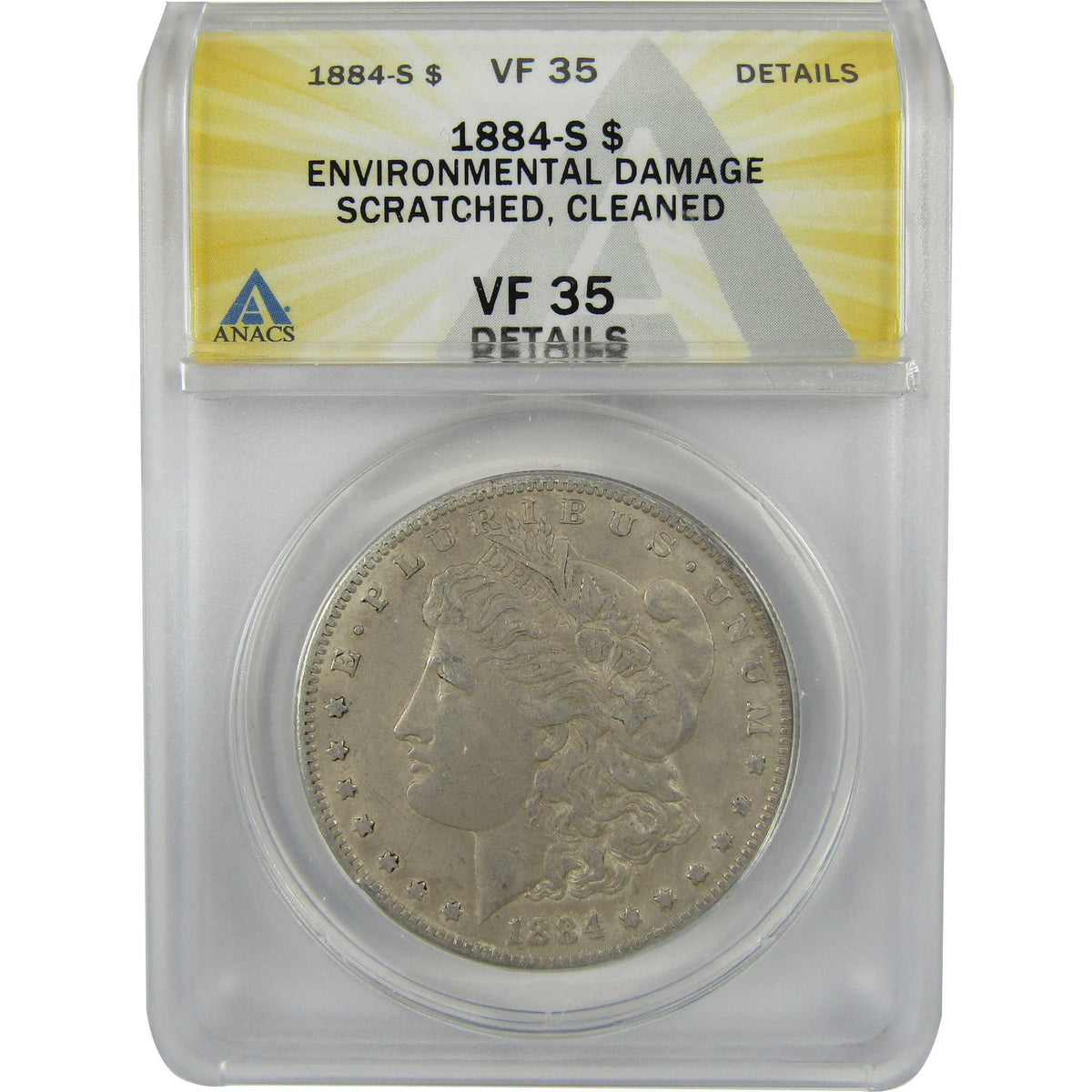 1884 S Morgan Silver Dollar VF 35 Details ANACS $1 Coin SKU:I28570