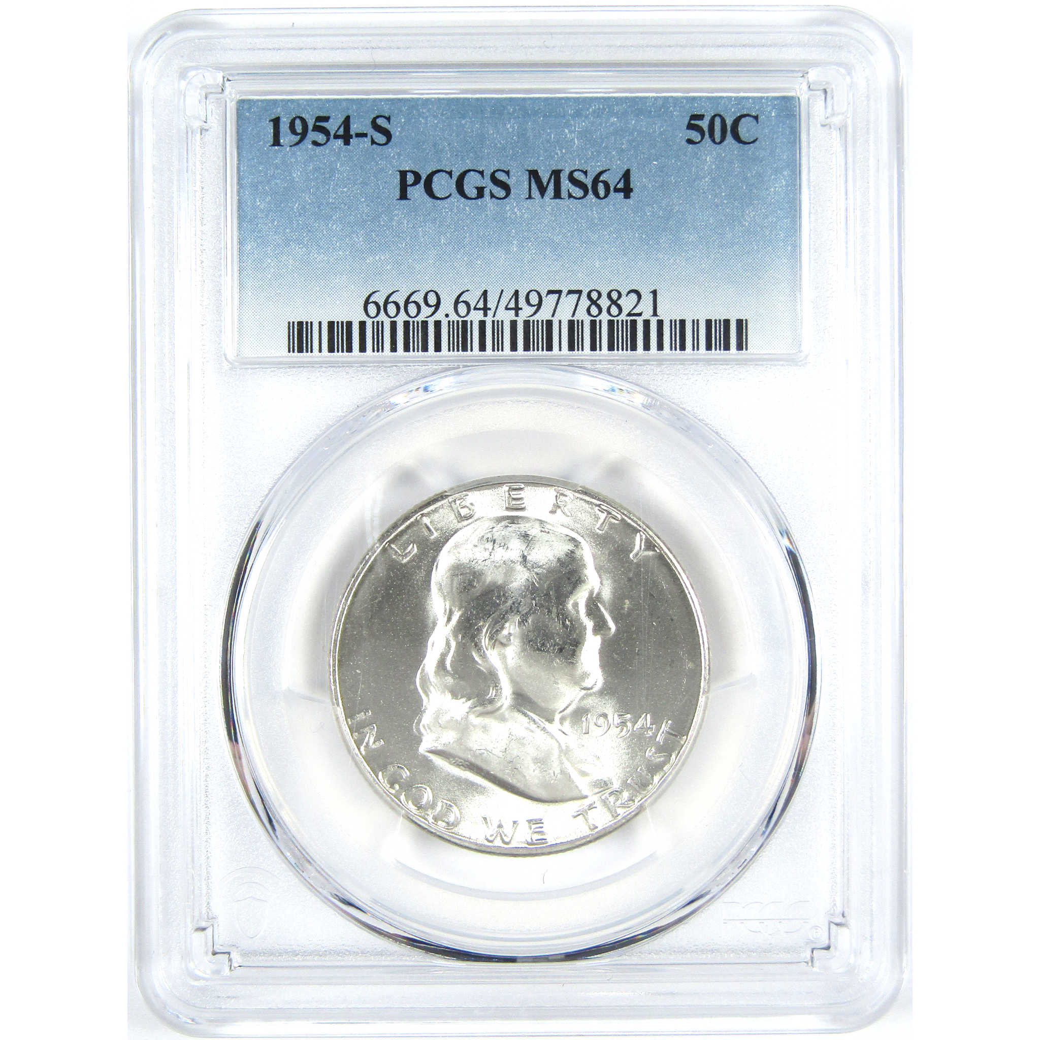 1954 S Franklin Half Dollar MS 64 PCGS Silver 50c Unc Coin SKU:I15232