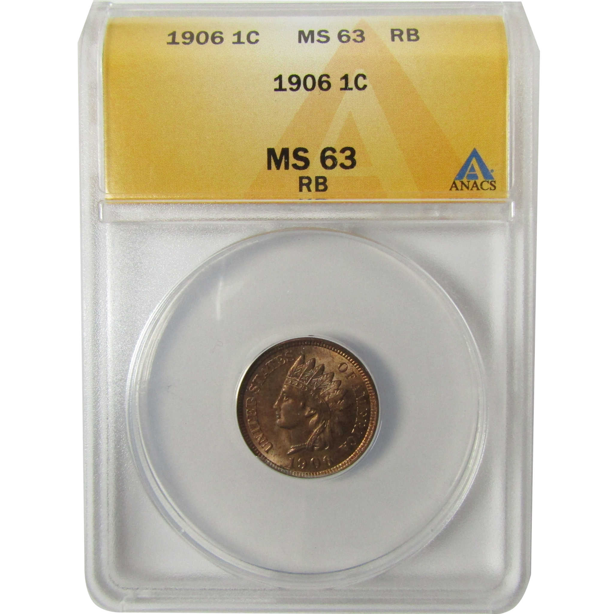 1906 Indian Head Cent MS 63 RB ANACS Uncirculated Penny SKU:I28418