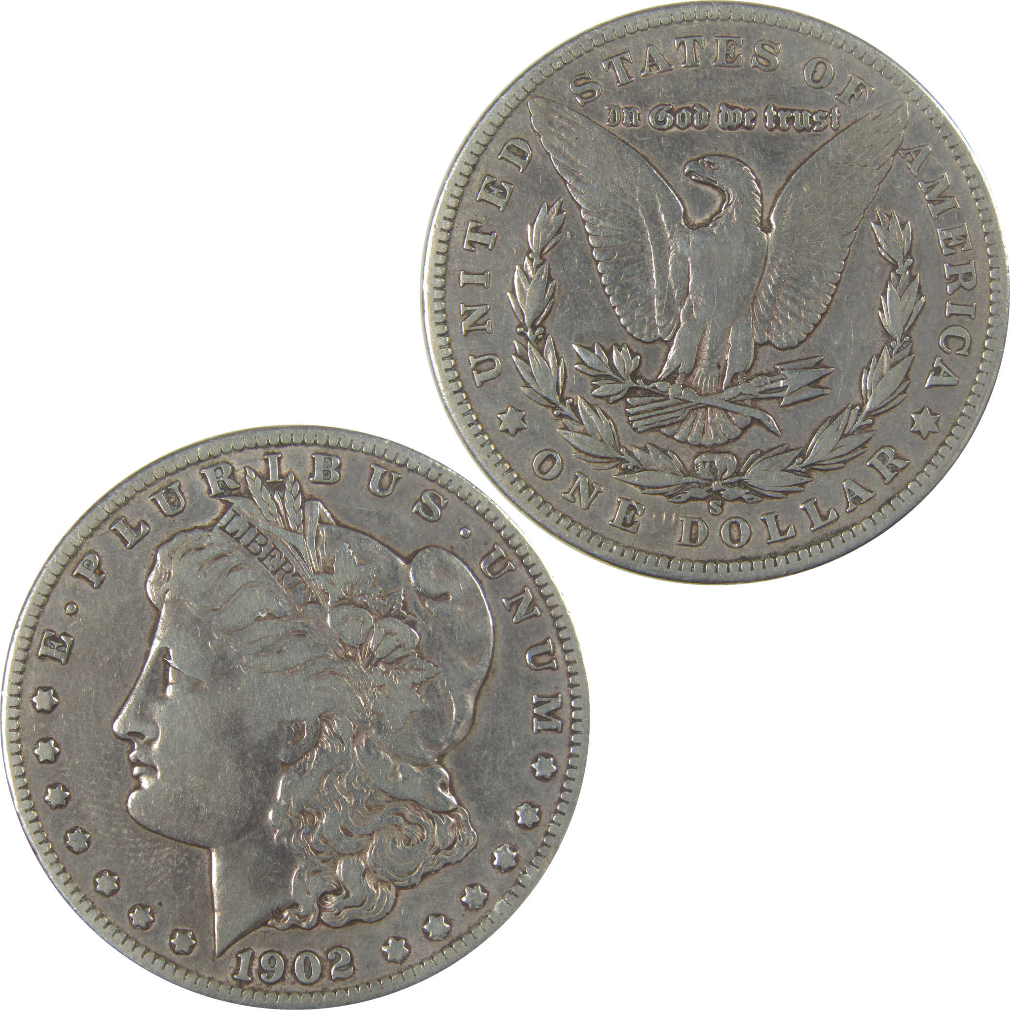 1902 S Morgan Dollar F Fine Details Silver $1 Coin SKU:CPC1062 - Morgan coin - Morgan silver dollar - Morgan silver dollar for sale - Profile Coins &amp; Collectibles