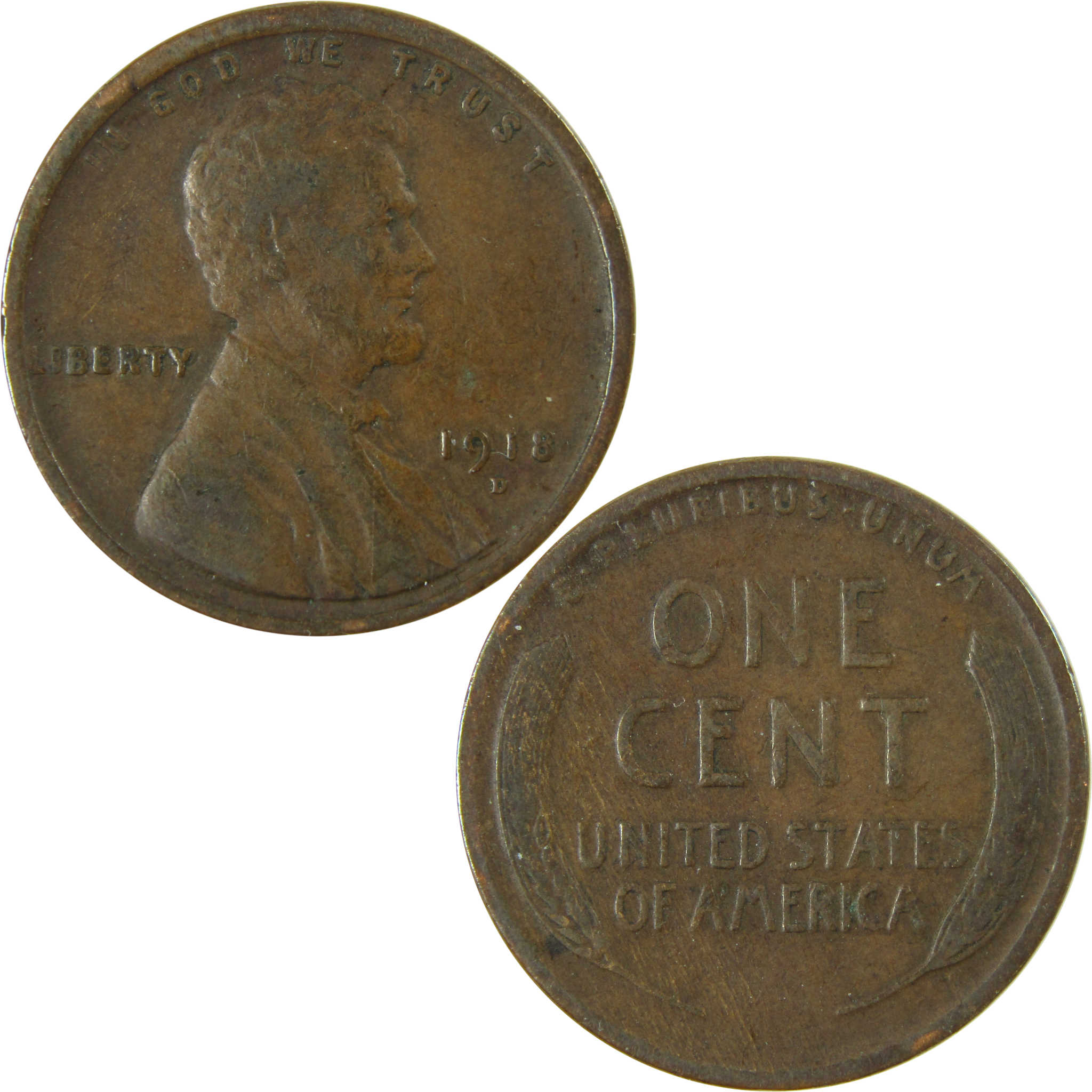 1918 D Lincoln Wheat Cent VF Very Fine Penny 1c Coin SKU:I25873
