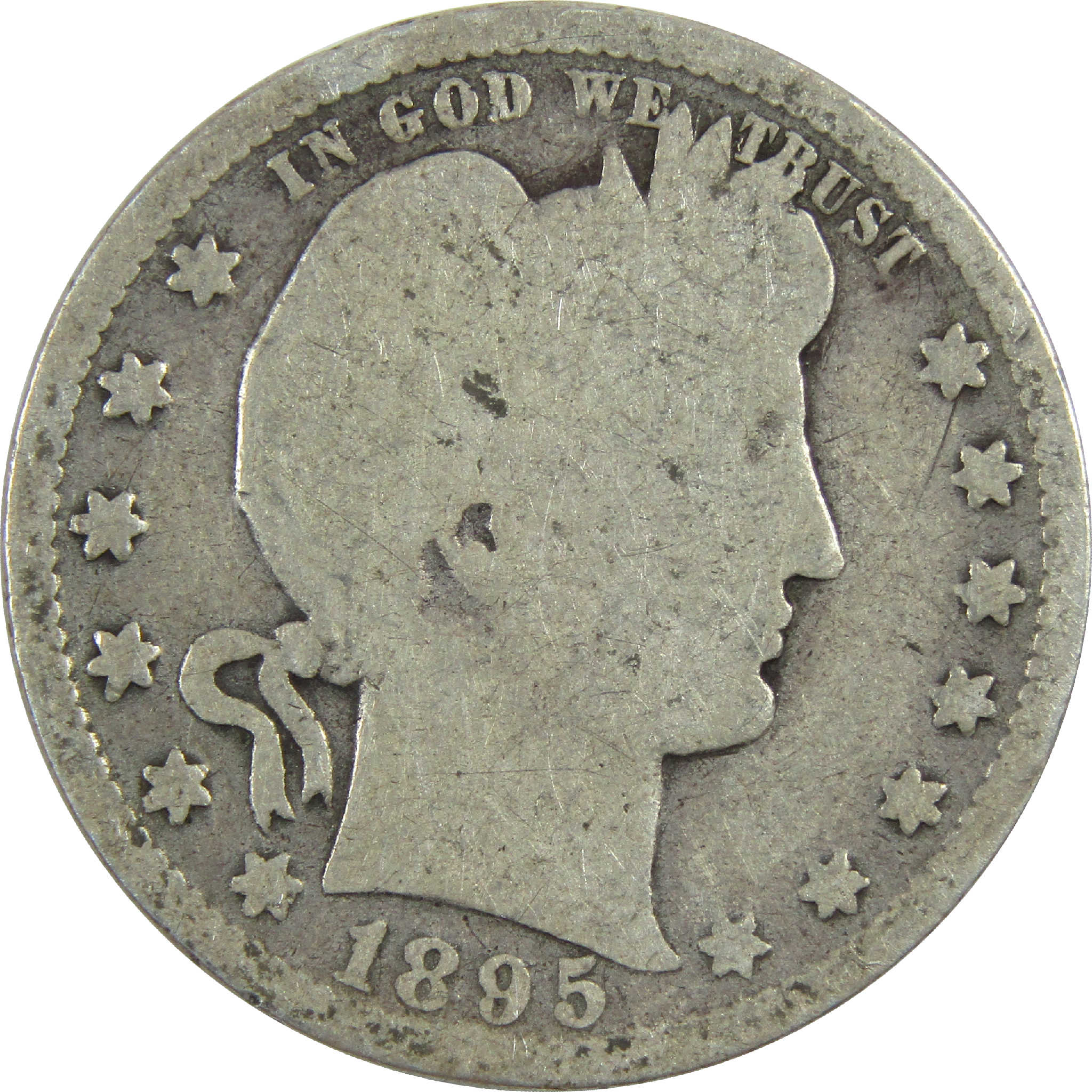 1895 Barber Quarter G Good Silver 25c Coin SKU:I13148