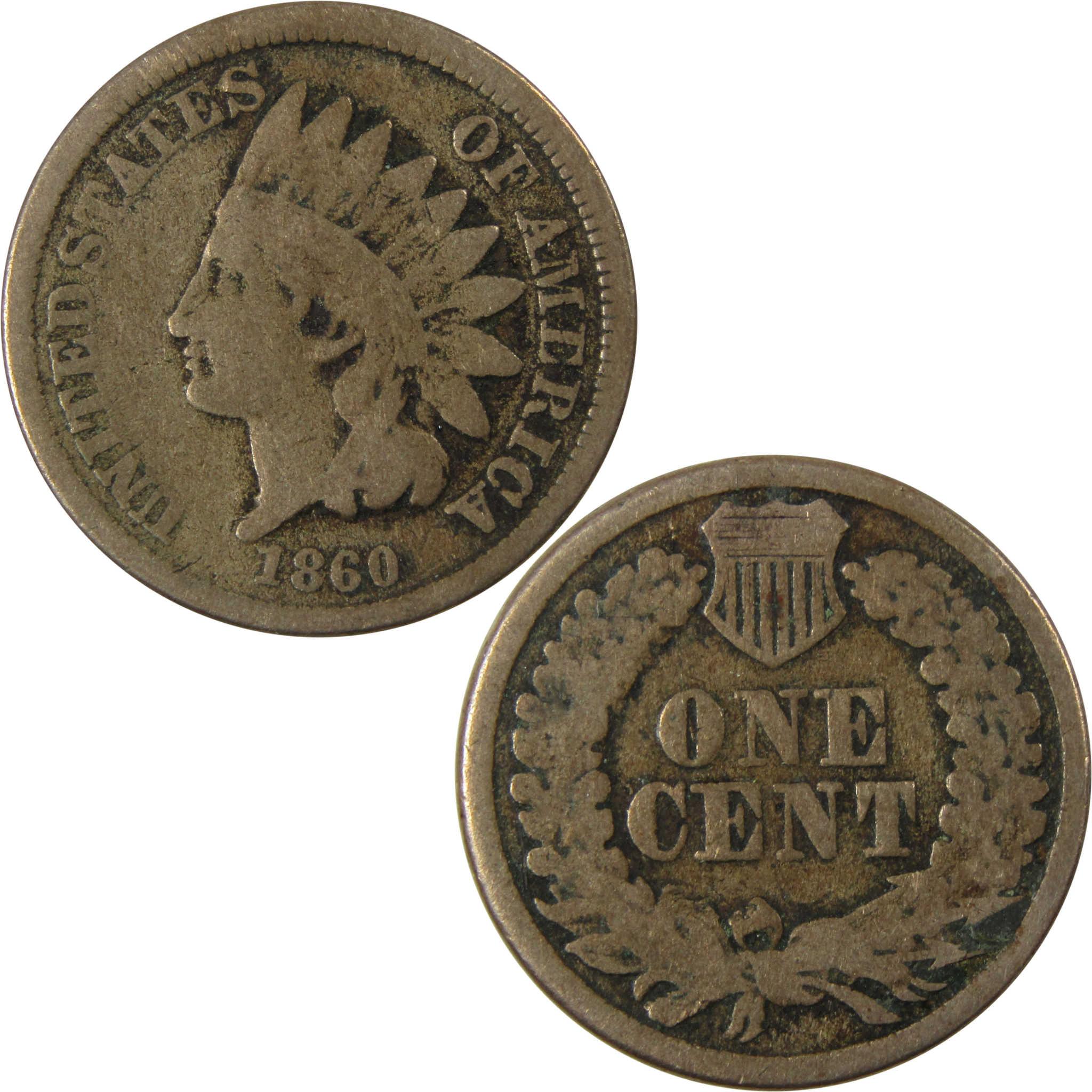 1860 Indian Head Cent G Good Penny 1c Coin SKU:CP1303