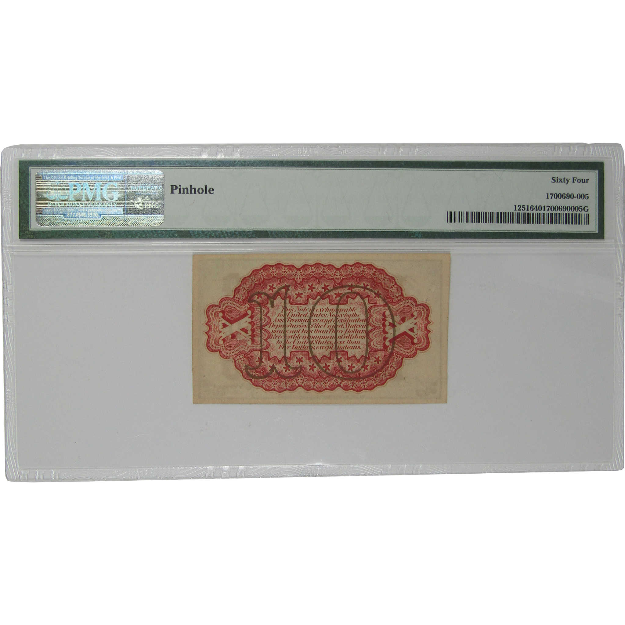10c Fractional Note Third Issue Fr 1251 Choice Uncirculated 64 PMG