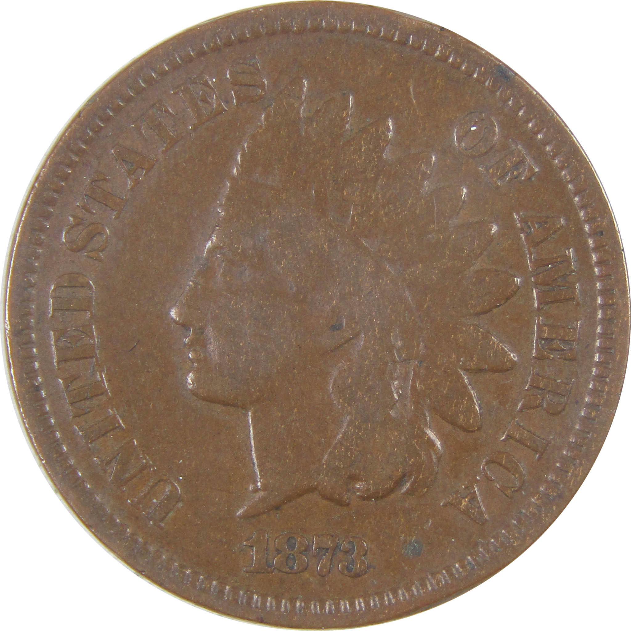 1873 Open 3 Indian Head Cent VG Very Good Penny 1c Coin SKU:I16824