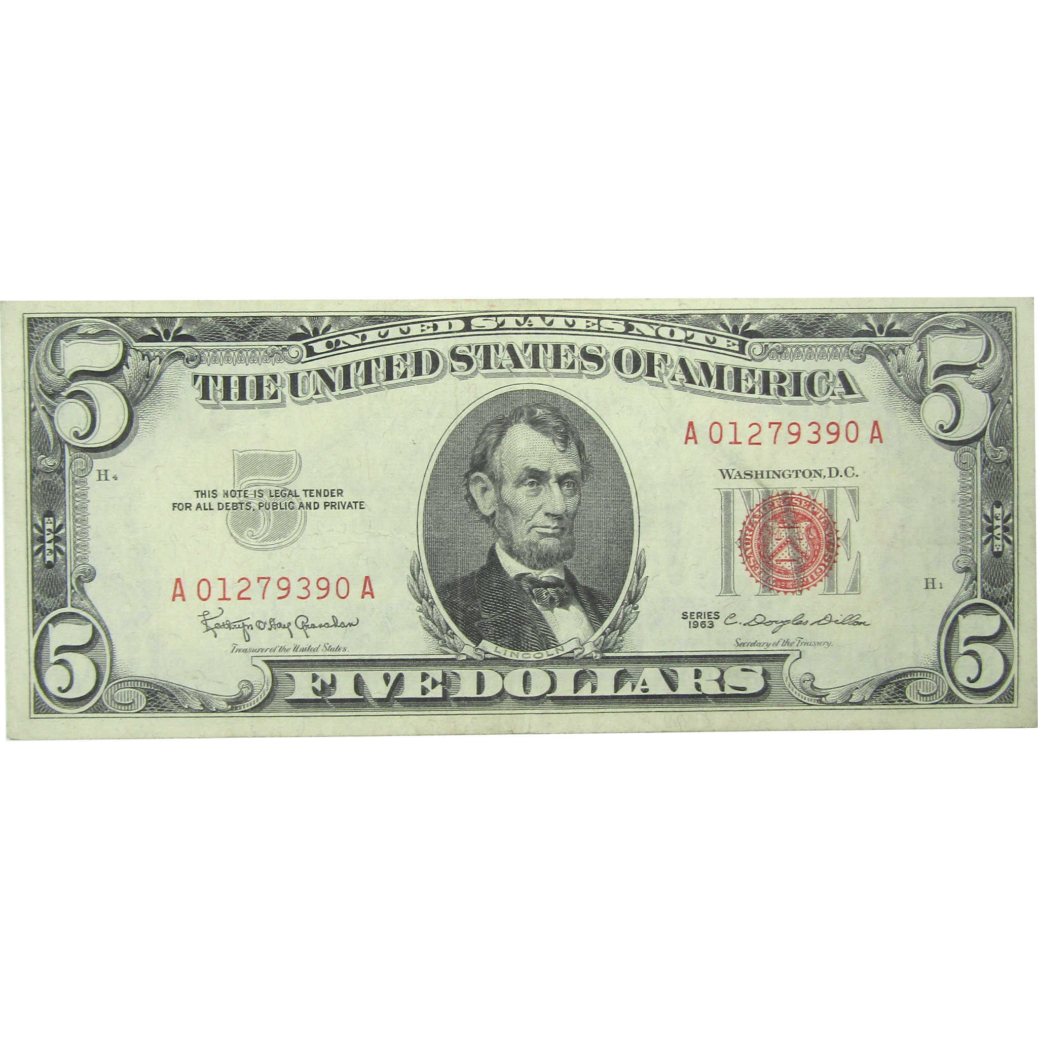 1963 $5 Small Size Legal Tender Note XF EF Extremely Fine Currency