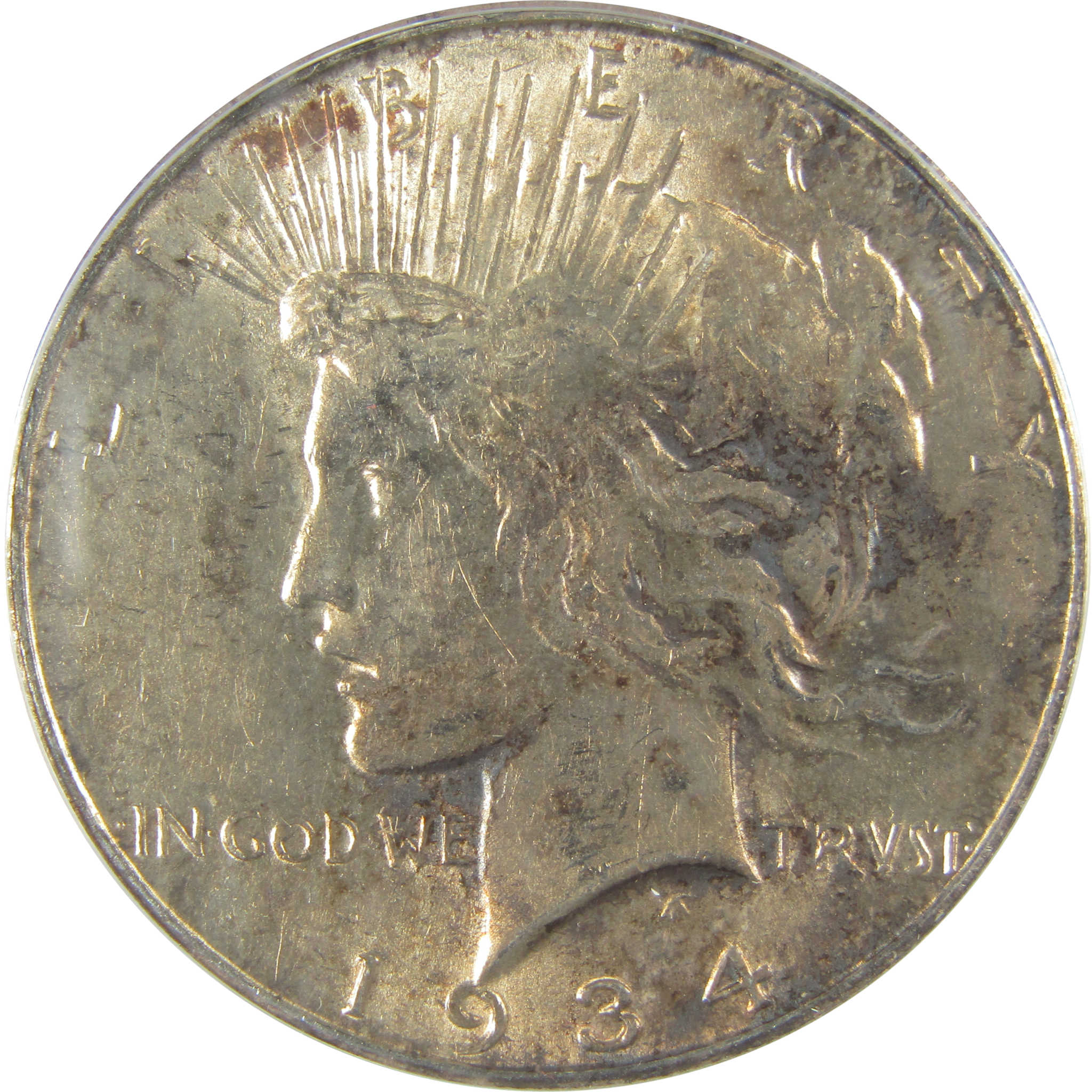 1934 D Peace Dollar AU 50 Details ANACS Silver $1 Coin SKU:I21586