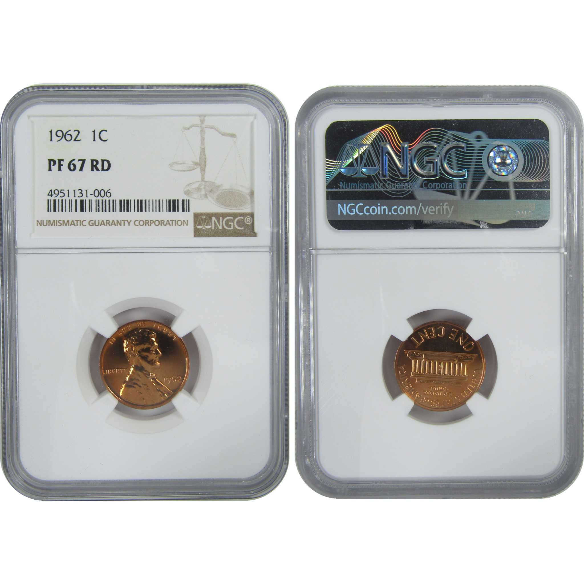 1962 U.S. Mint 5 Coin Proof Set PF 67 NGC Collectible SKU:CPC9287