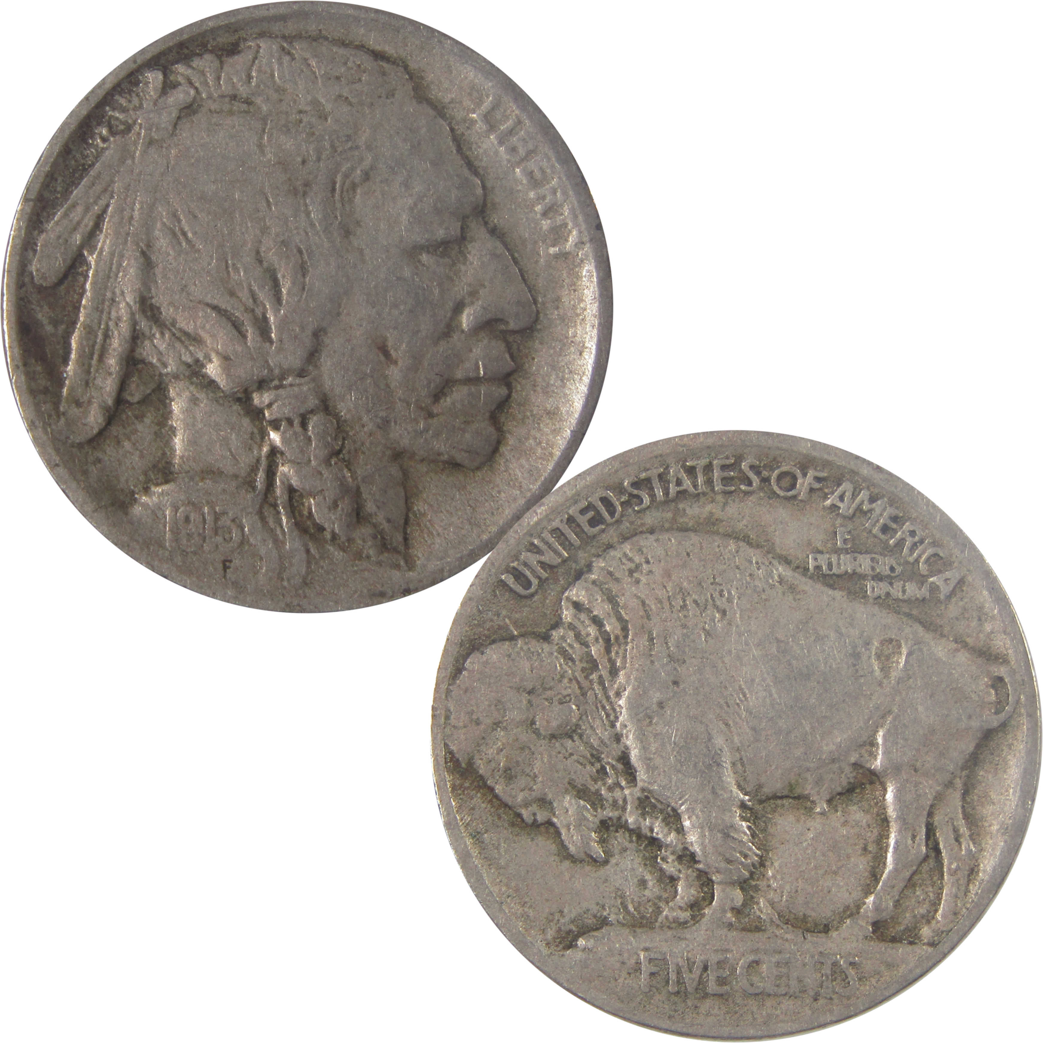 1913 Type 1 Indian Head Buffalo Nickel F Fine 5c Coin SKU:I17108